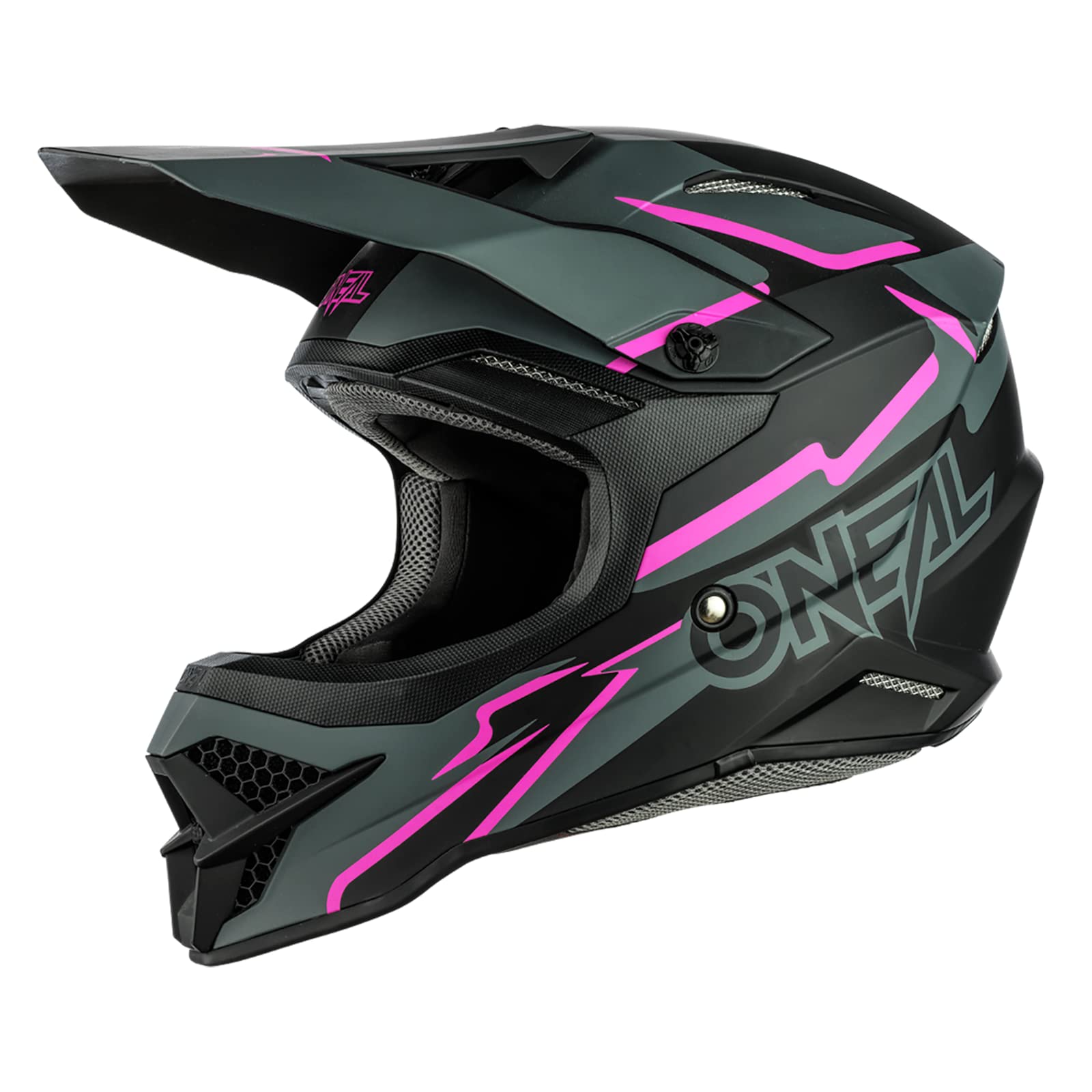 O'NEAL | Motocross-Helm | MX Enduro Motorrad | ABS-Schale, , Lüftungsöffnungen für optimale Belüftung und Kühlung | 3SRS Helmet Voltage | Erwachsene | Schwarz Pink | Größe L von O'NEAL