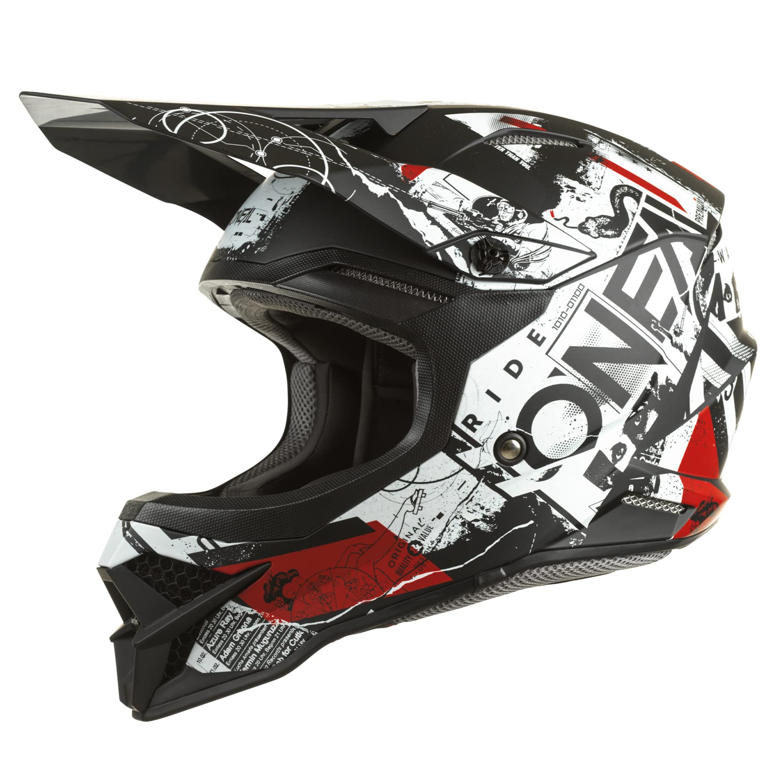 O'NEAL | Motocross-Helm | MX Enduro Motorrad | ABS-Schale, , Lüftungsöffnungen für optimale Belüftung & Kühlung | 3SRS Helmet Scarz V.22 | Erwachsene | Schwarz Weiß Rot | L von O'NEAL