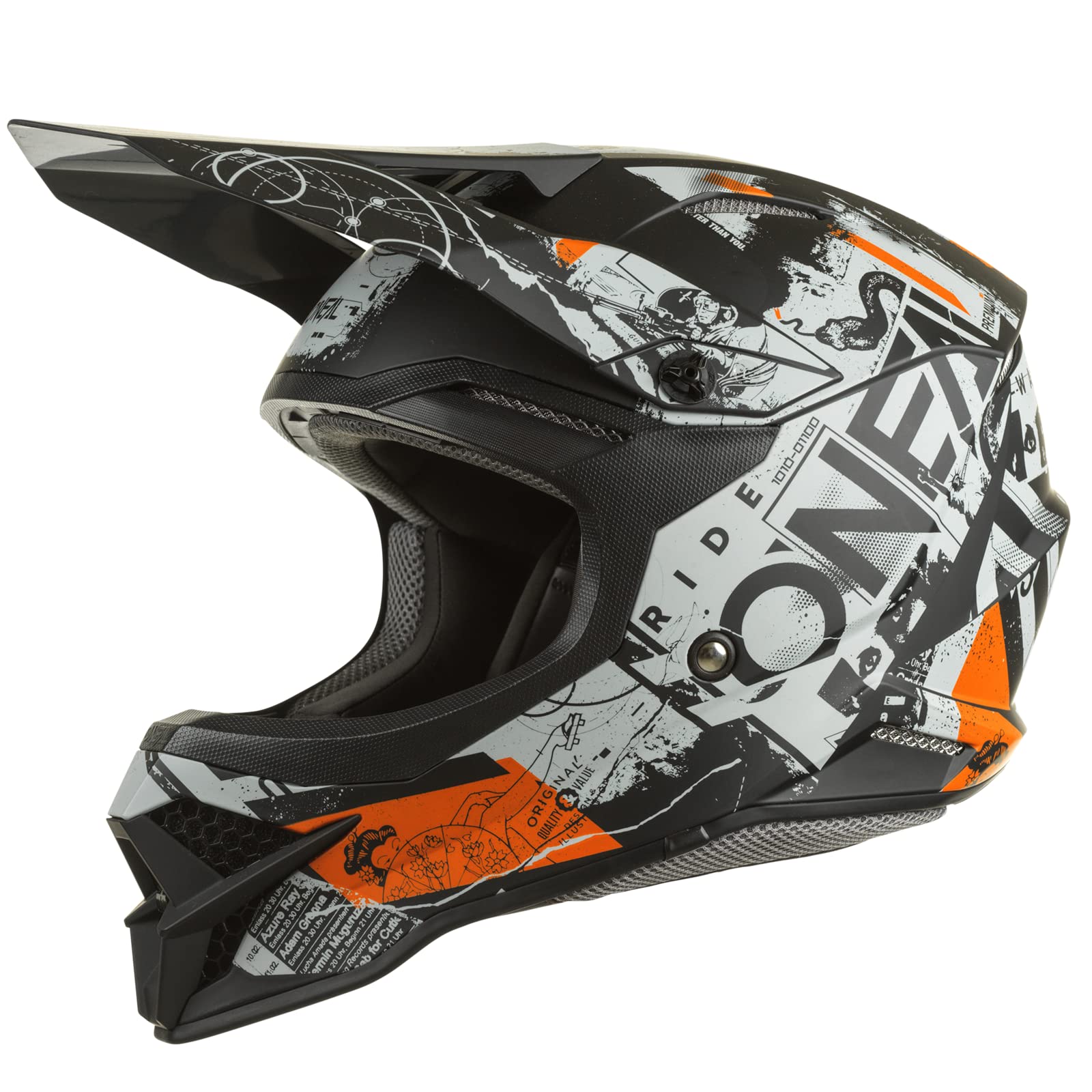 O'NEAL | Motocross-Helm | MX Enduro Motorrad | ABS-Schale, Sicherheitsnorm ECE 2205, Lüftungsöffnungen für optimale Belüftung & Kühlung | 3SRS Helmet Scarz V.22 | Erwachsene | Schwarz Grau Orange | XS von O'NEAL
