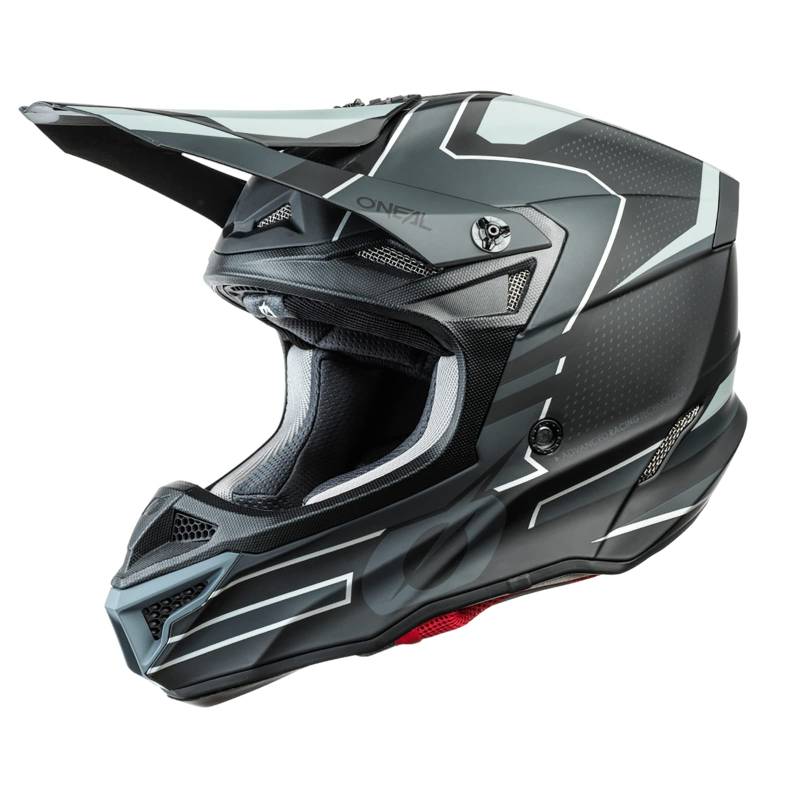 O'NEAL | Motocross-Helm | MX Motorrad Enduro | 2 Außenschalen & 2 EPS für erhöhte Sicherheit, ABS Schale, Gummi-Nasenschutz | 5SRS Polyacrylite Helmet Sleek | Erwachsene | Grau Schwarz | Größe M von O'NEAL
