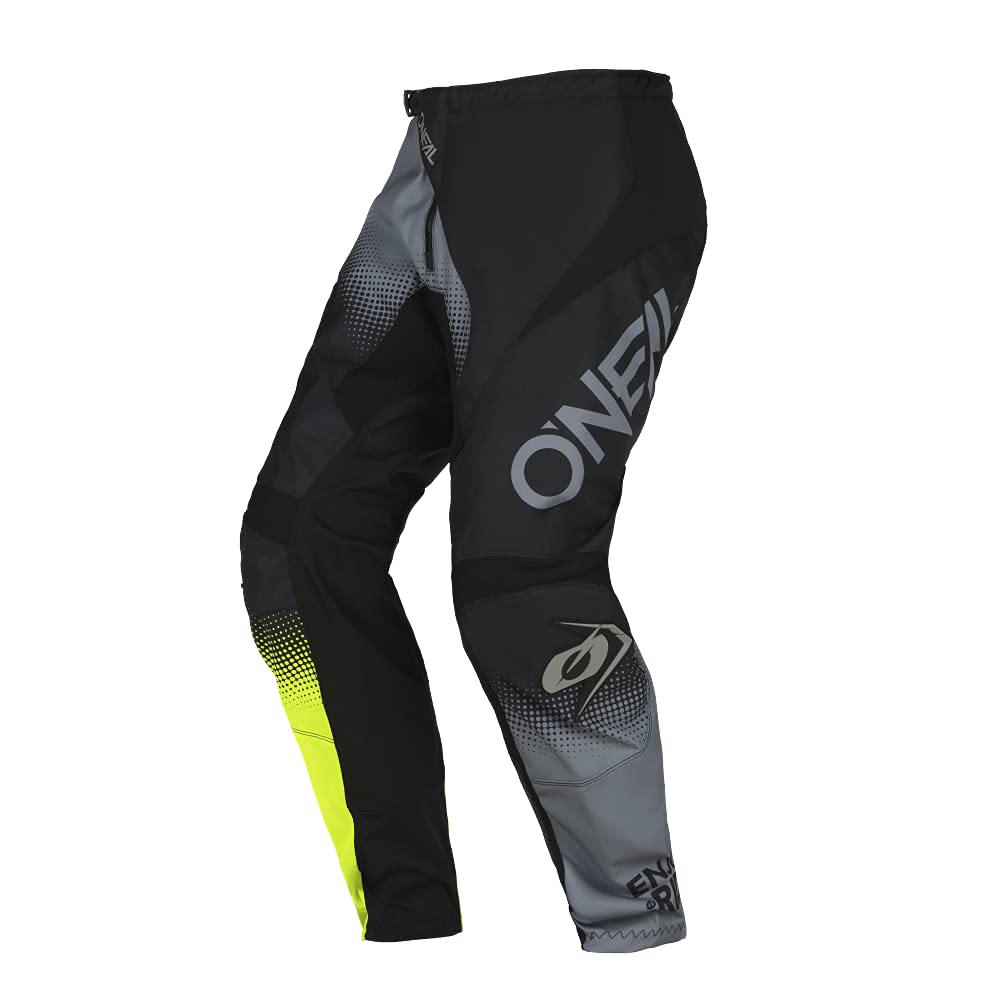 O'NEAL | Motocross-Hose | Enduro MX | Maximale Bewegungsfreiheit, Leichtes, Atmungsaktives und langlebiges Design | Pants Element Racewear V.22 | Erwachsene | Schwarz Grau Neon-Gelb | Größe 32/48 von O'NEAL