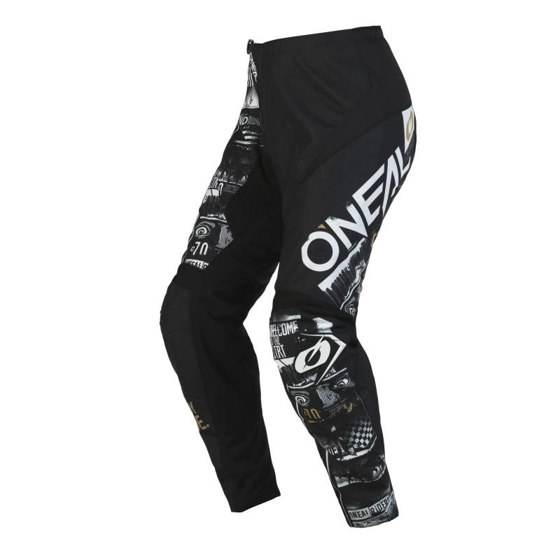 O'NEAL | Motocross-Hose | MTB Enduro MX | Bequeme lockere Passform für maximale Bewegungsfreiheit, Bündchenlose Hosenbeine | Element Pants Attack V.23 | Erwachsene | Schwarz Weiß | Größe 42/58 von O'NEAL