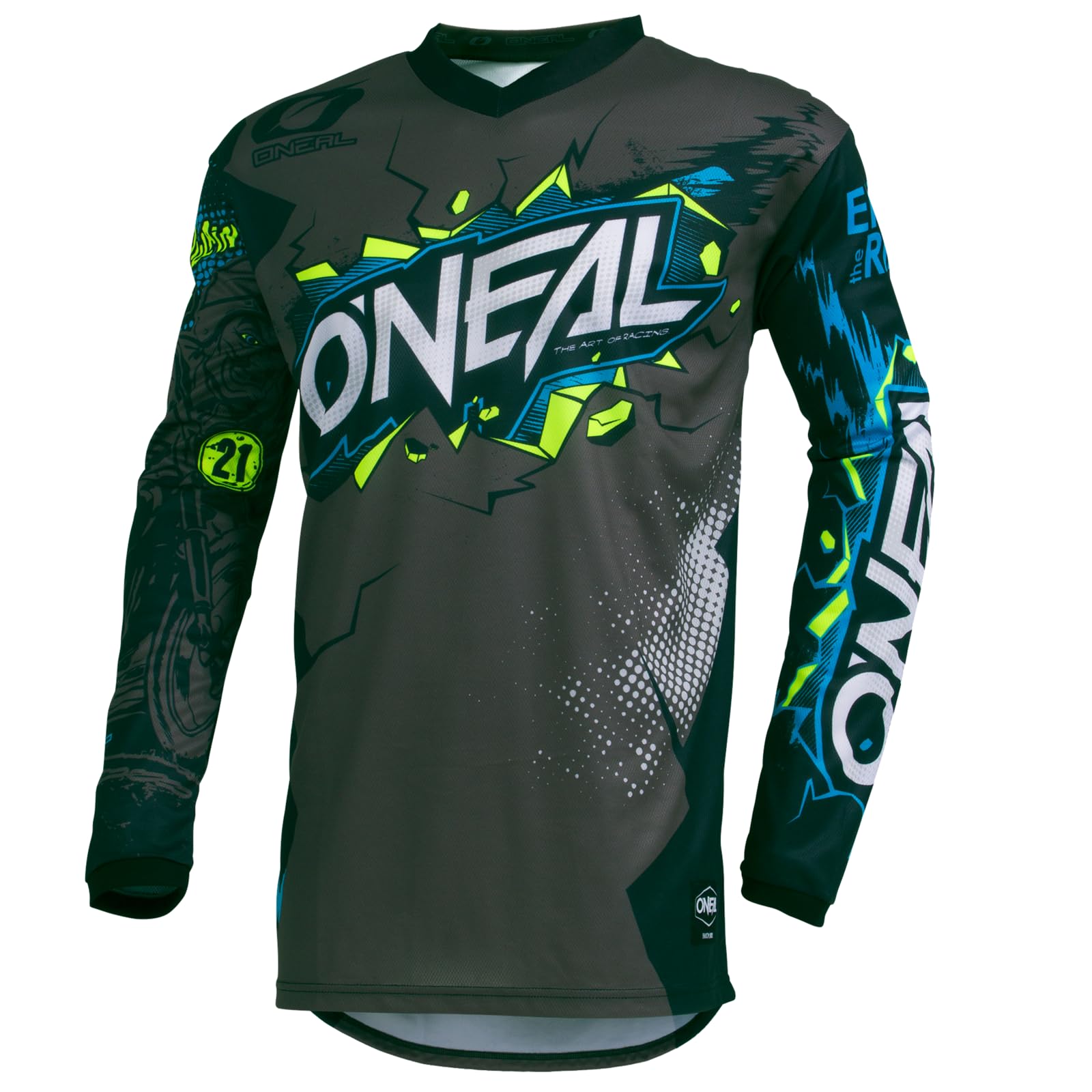 O'NEAL | Motocross-Jersey Langarm | Kinder | MX MTB Mountainbike Enduro | Eingenähter Ellbogenschutz, V-Ausschnitt, Atmungsaktives Material | Element Youth Jersey Villain | Grau | Größe XL O'NEAL | Motocross-Jersey Langarm | Kinder | MX MTB Mountainbike Enduro | Eingenähter Ellbogenschutz, V-Ausschnitt, Atmungsaktives Material | Element Youth Jersey Villain | Grau | Größe XL von O'NEAL