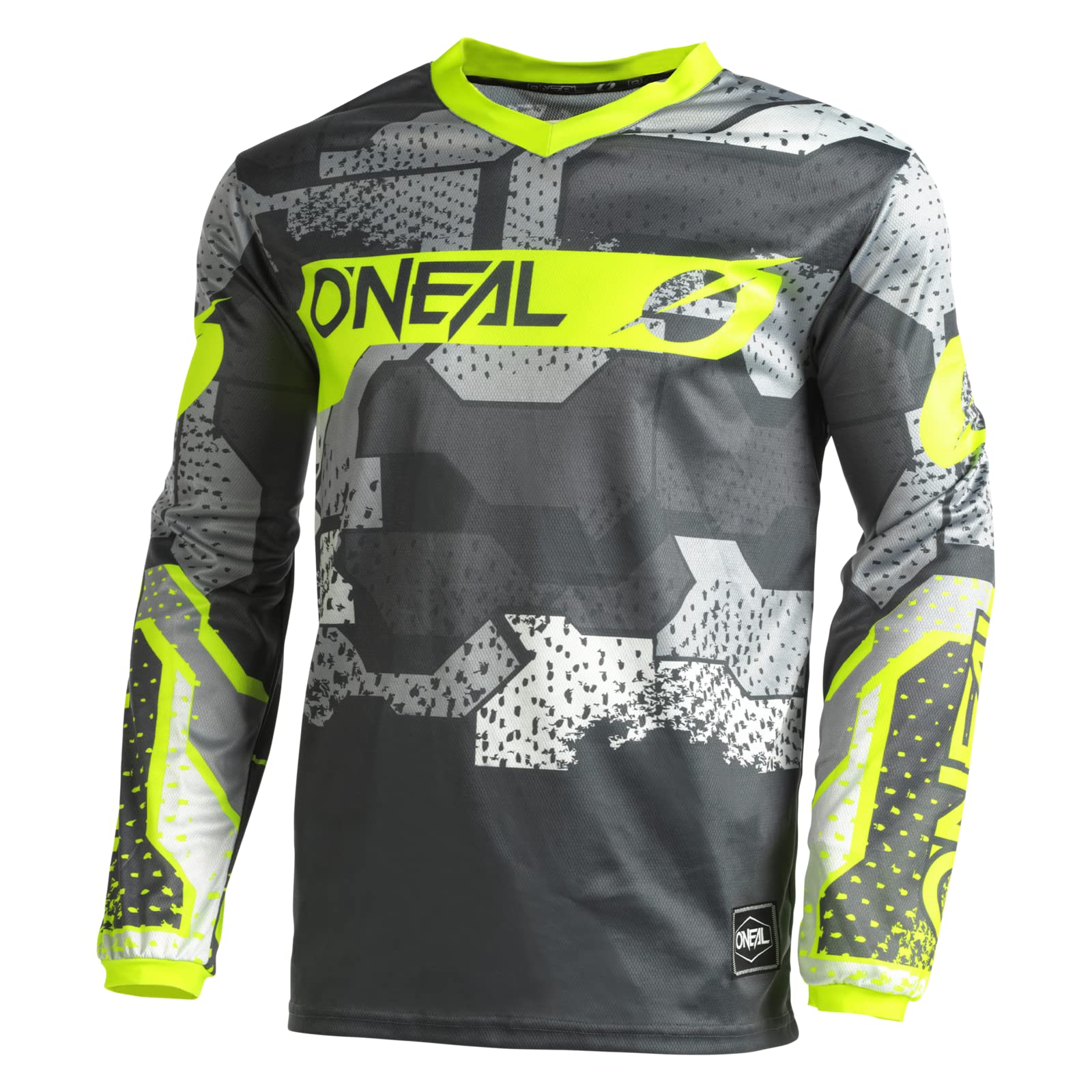 O'NEAL | Motocross-Jersey Langarm | MX Enduro | Gepolsterter Ellbogenschutz, V-Ausschnitt, atmungsaktiv | Element Jersey Camo V.22 | Erwachsene | Grau Neon-Gelb | Größe M O'NEAL | Motocross-Jersey Langarm | MX Enduro | Gepolsterter Ellbogenschutz, V-Ausschnitt, atmungsaktiv | Element Jersey Camo V.22 | Erwachsene | Grau Neon-Gelb | Größe M von O'NEAL