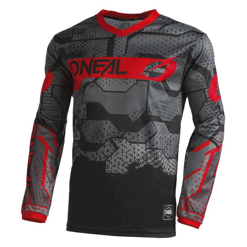 O'NEAL | Motocross-Jersey Langarm | MX Enduro | Gepolsterter Ellbogenschutz, V-Ausschnitt, atmungsaktiv | Element Jersey Camo V.22 | Erwachsene | Rot Schwarz | Größe L von O'NEAL