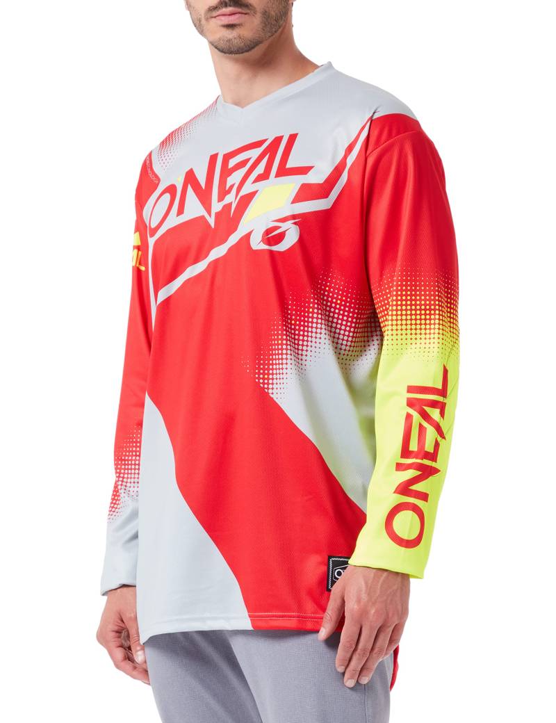 O'NEAL | Motocross-Jersey Langarm | MX Enduro | Gepolsterter Ellbogenschutz, V-Ausschnitt, atmungsaktiv | Element Jersey Racewear V.22 | Erwachsene | Rot Weiß Neon-Gelb | Größe S von O'NEAL