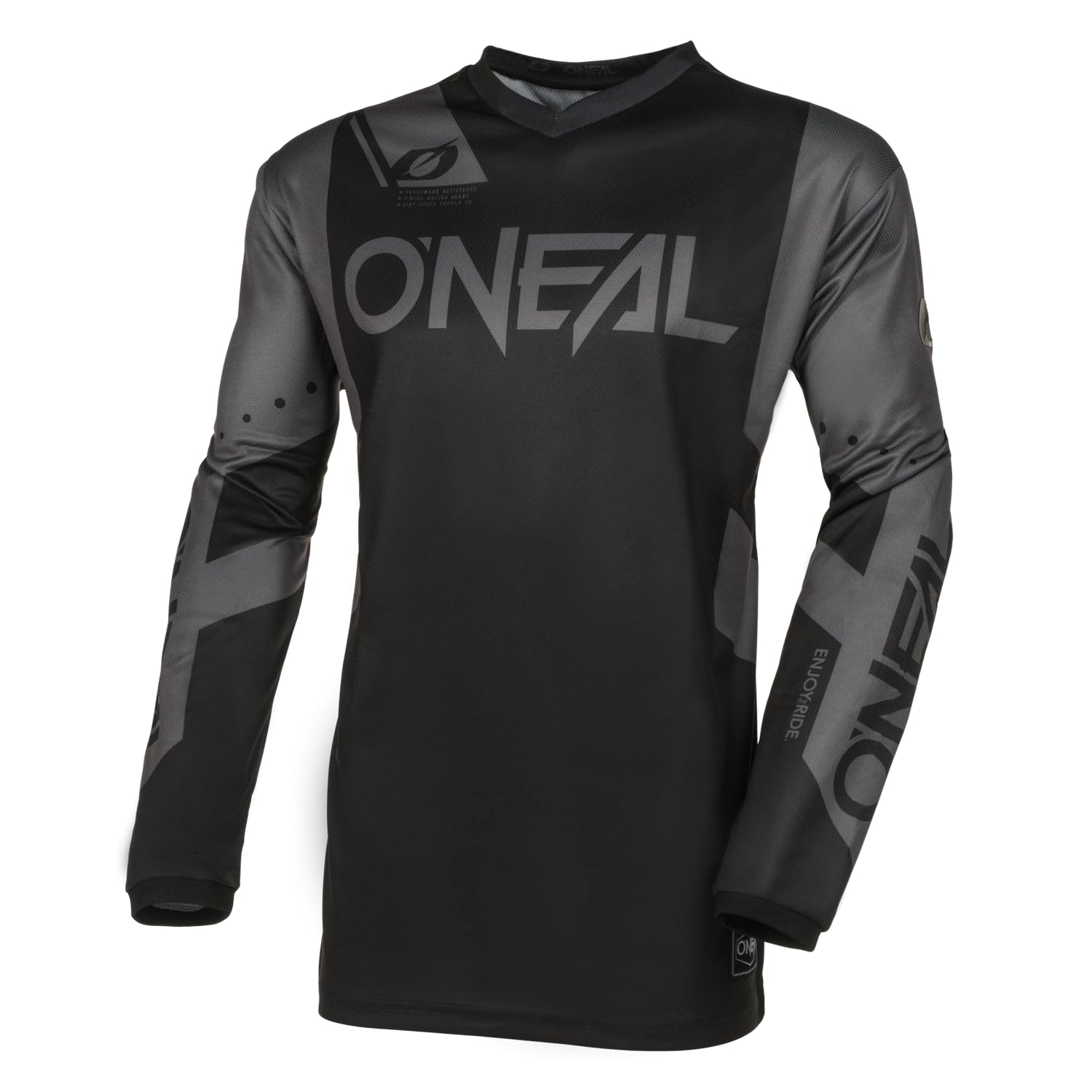 O'NEAL | Motocross-Jersey Langarm | MX Enduro | Gepolsterter Ellbogenschutz, V-Ausschnitt, atmungsaktiv | Element Jersey Racewear V.24 | Erwachsene | Schwarz Grau | Größe M O'NEAL | Motocross-Jersey Langarm | MX Enduro | Gepolsterter Ellbogenschutz, V-Ausschnitt, atmungsaktiv | Element Jersey Racewear V.24 | Erwachsene | Schwarz Grau | Größe M von O'NEAL