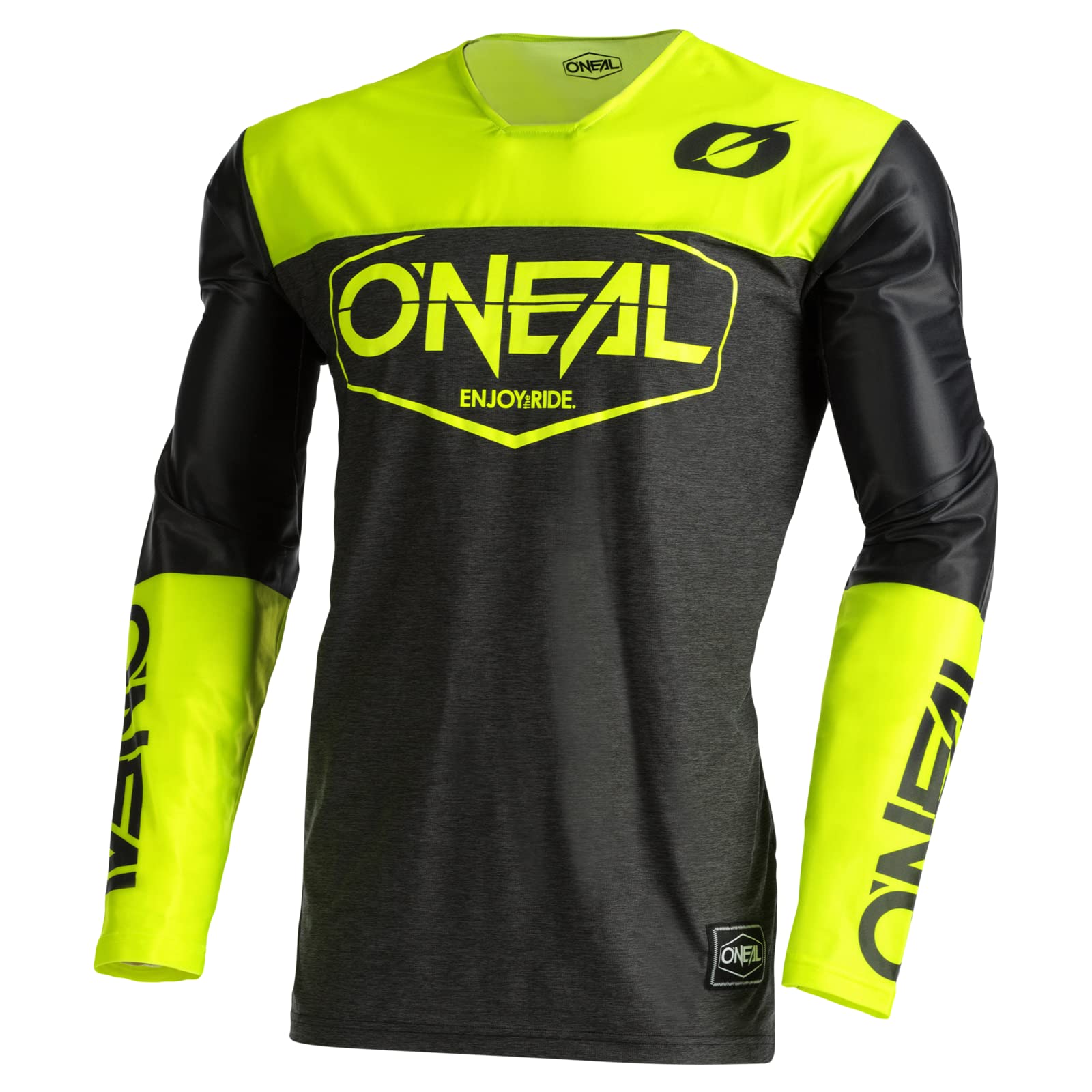 O'NEAL | Motocross-Shirt Langarm | MX MTB Mountainbike | Leichtes Material, ergonomischer Slim Fit Schnitt für perfekte Passform | Mayhem Jersey Hexx V.22 | Erwachsene | Schwarz Gelb | Größe S von O'NEAL