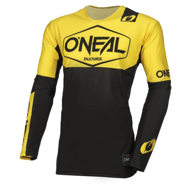 O'NEAL | Motocross-Shirt Langarm | MX MTB Mountainbike | Leichtes Material, ergonomischer Slim Fit Schnitt für perfekte Passform | Mayhem Jersey Hexx V.24 | Erwachsene | Gelb Schwarz | Größe XXL von O'NEAL