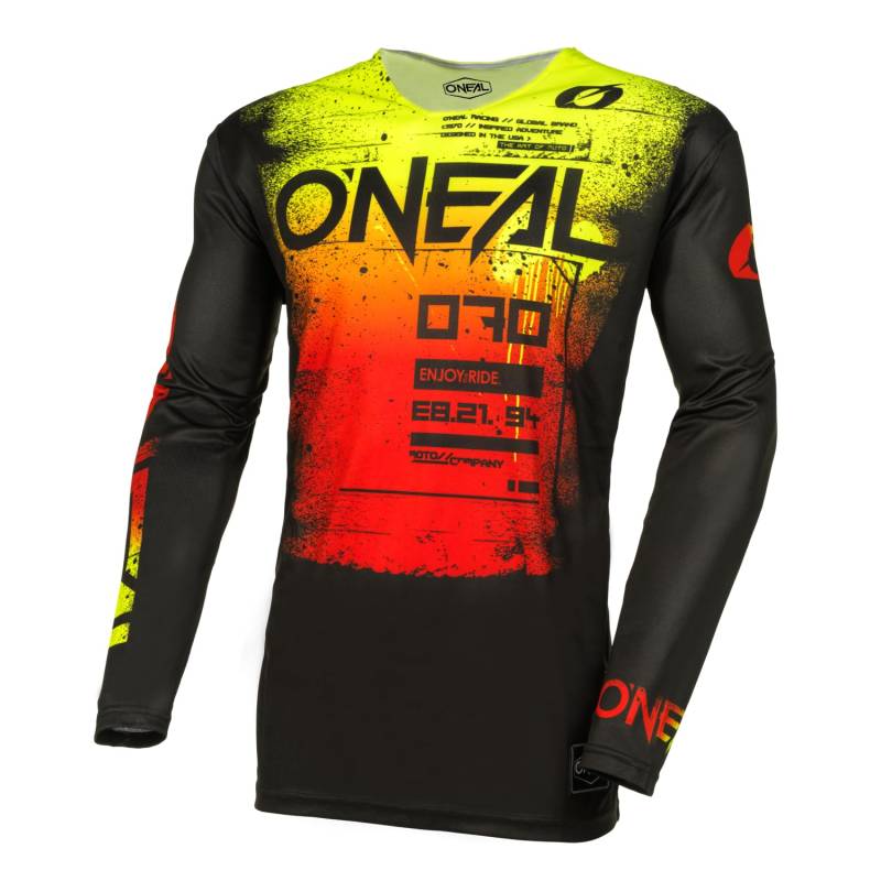 O'NEAL | Motocross-Shirt langarm | MX MTB Mountainbike | Leichtes Material, ergonomischer Slim Fit Schnitt für perfekte Passform | Mayhem Jersey Scarz V.24 | Erwachsene | Schwarz Rot | Größe L von O'NEAL