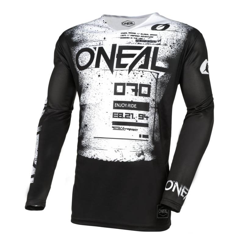 O'NEAL | Motocross-Shirt Langarm | MX MTB Mountainbike | Leichtes Material, ergonomischer Slim Fit Schnitt für perfekte Passform | Mayhem Jersey Scarz V.24 | Erwachsene | Schwarz Weiß | Größe XXL von O'NEAL