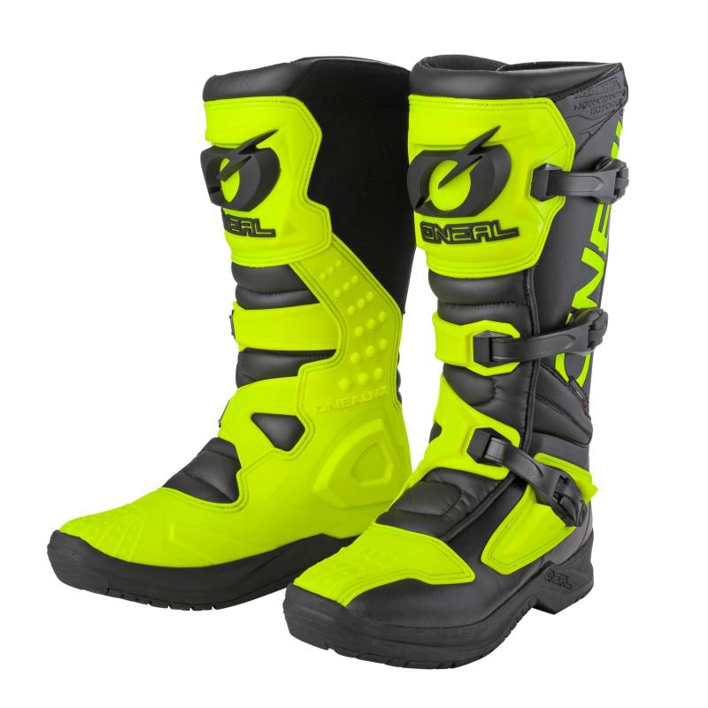 O'NEAL | Motocross-Stiefel | Motorrad Enduro | Innerer Knöchel-, Fuß, und Schaltzonenschutz, Perforiertes Innenfutter, hochwertiger Mikrofaser | Boots RSX | Erwachsene | Schwarz Neon-Gelb | Größe 46 von O'NEAL