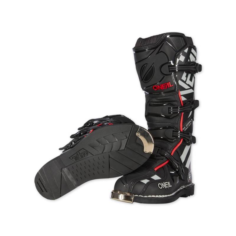 O'NEAL Motocross Stiefel TRIBUTE Boot SQUADRON V.21 I MX Enduro I Ergonomische Motorradschuhe Herren & Damen mit Metall Sohlenschutz I Schwarz/Grau I Größe 47/13 von O'NEAL