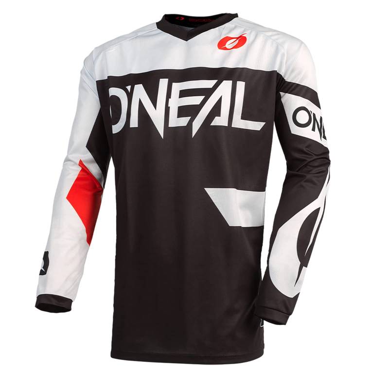 O'NEAL | Motocross-Trikot | Enduro MX | Atmungsaktives Material, Gepolsterter Ellbogenschutz, Passform für maximale Bewegungsfreiheit | Element Jersey Racewear | Erwachsene | Schwarz Weiß | Größe M von O'NEAL