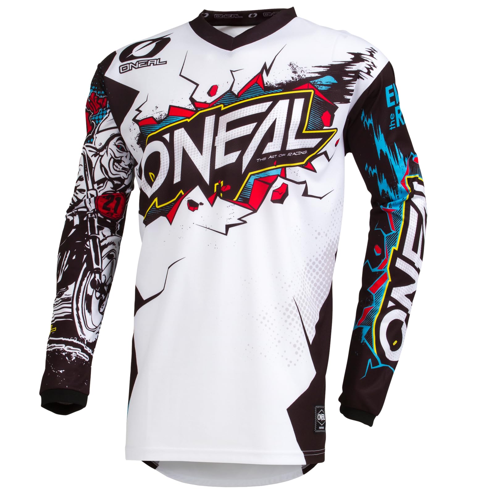 O'NEAL | Motocross-Trikot | Enduro Motorrad | Passform für Maximale Bewegungsfreiheit, Eingenähter Ellbogenschutz, Atmungsaktiv | Element Jersey Villain | Erwachsene | Weiß | Größe M O'NEAL | Motocross-Trikot | Enduro Motorrad | Passform für Maximale Bewegungsfreiheit, Eingenähter Ellbogenschutz, Atmungsaktiv | Element Jersey Villain | Erwachsene | Weiß | Größe M von O'NEAL