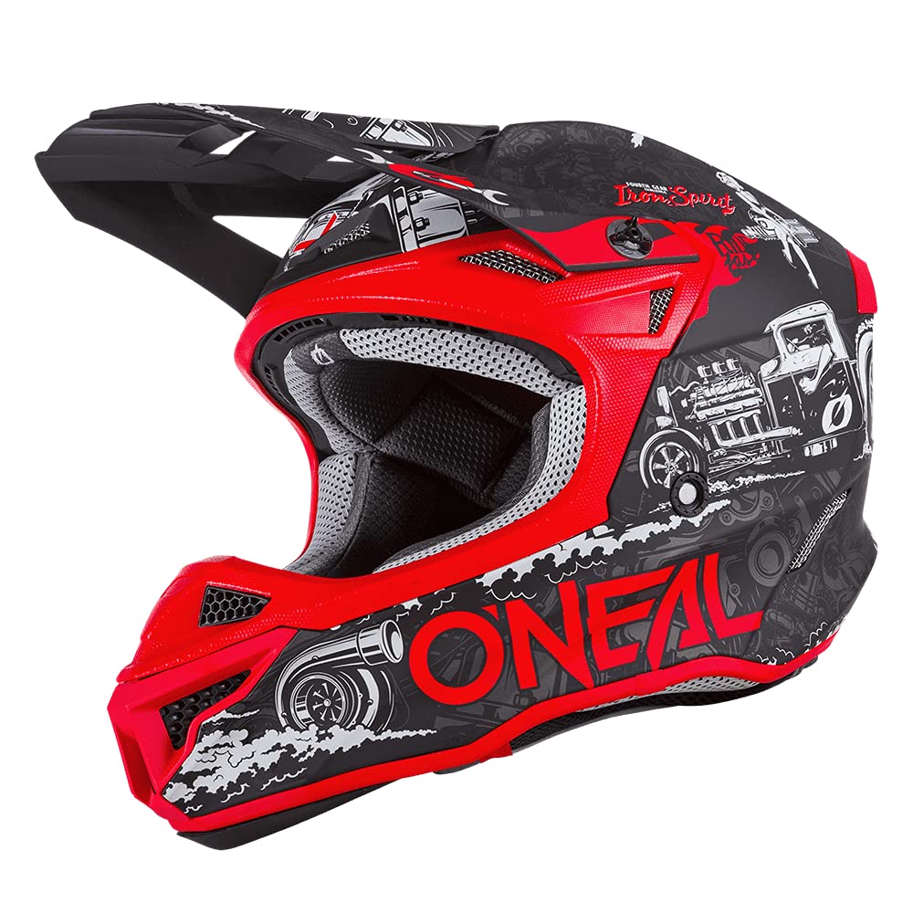 O'NEAL | Motocrosshelm | MX Enduro | 2 Außenschalen & 2 EPS für erhöhte Sicherheit, ABS Schale, Nasenschutz aus Gummi | 5SRS Polyacrylite Helmet HR V.22 | Erwachsene | Schwarz Rot | L von O'NEAL