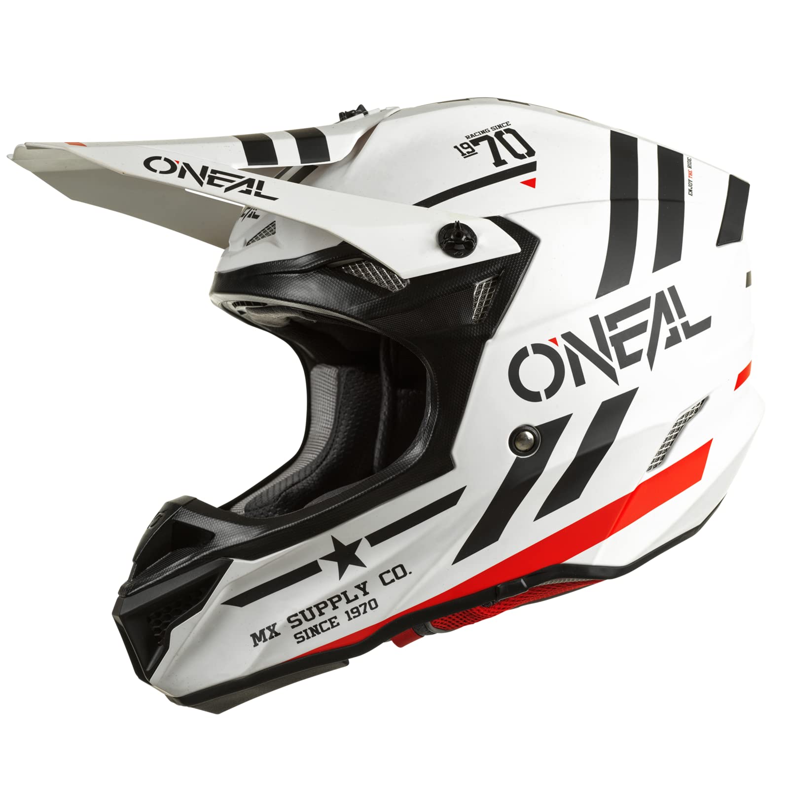 O'NEAL | Motocrosshelm | MX Enduro | 2 Außenschalen & 2 EPS für erhöhte Sicherheit, ABS Schale, Nasenschutz aus Gummi | 5SRS Polyacrylite Helmet Squadron V.22 | Erwachsene | Weiß Schwarz | M von O'NEAL