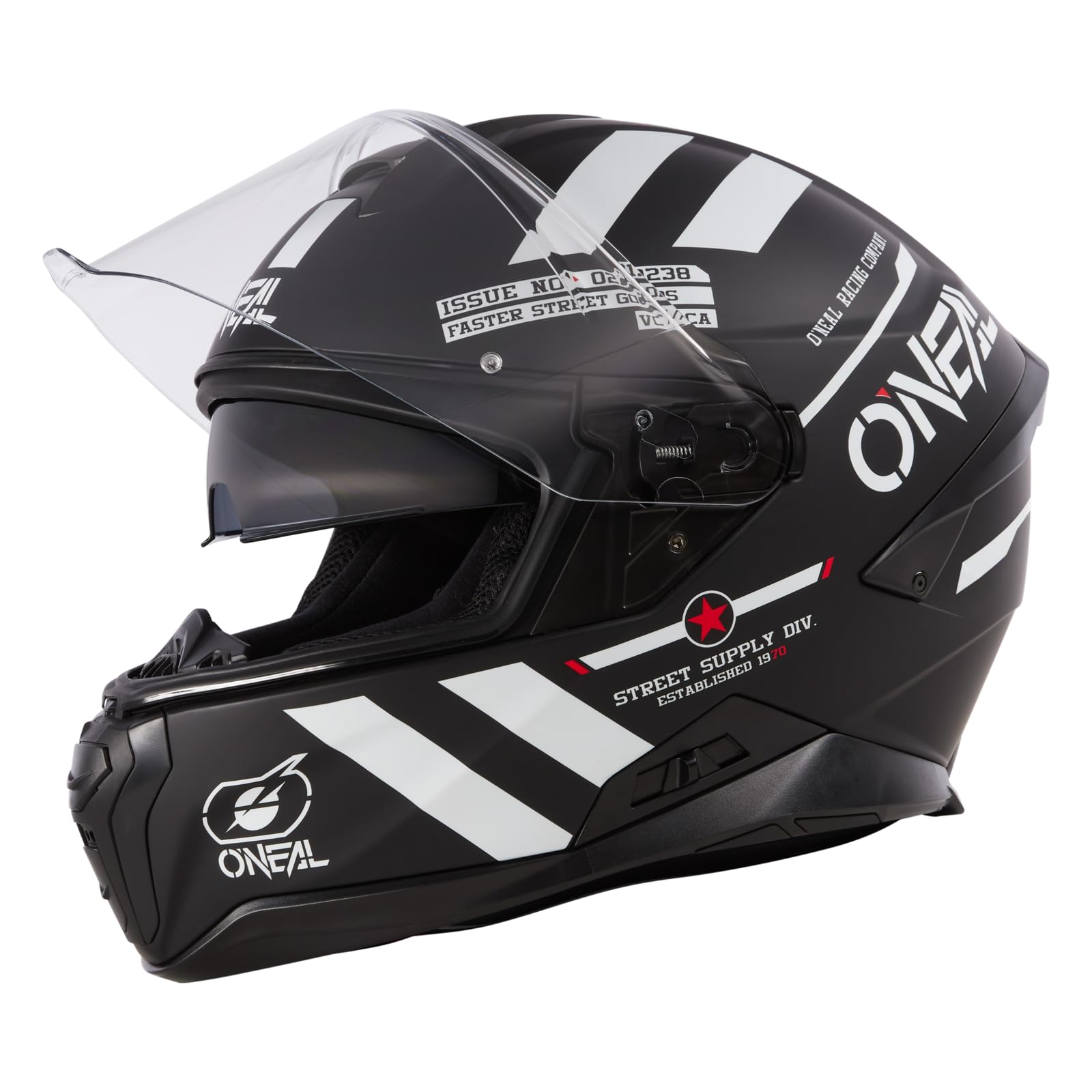 O'NEAL | Motorradhelm | Enduro Adventure Street | ABS-Schale, integrierte Sonnenblende | Challenger Helmet Warhawk V.24 | Erwachsene | Schwarz Weiß Rot | Größe L von O'NEAL