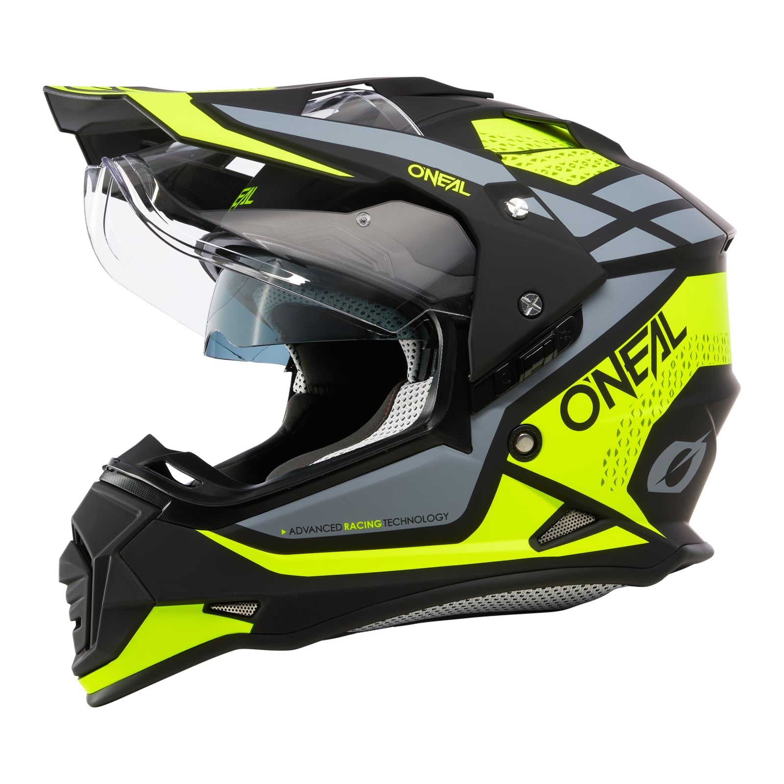 O'NEAL | Motorradhelm | Enduro Motorrad | Ventilationsöffnungen für maximalen Luftstrom & Kühlung, integrierte Sonnenblende | Sierra Helmet R V.24 | Erwachsene | Schwarz Neon Gelb Grau | Größe L von O'NEAL