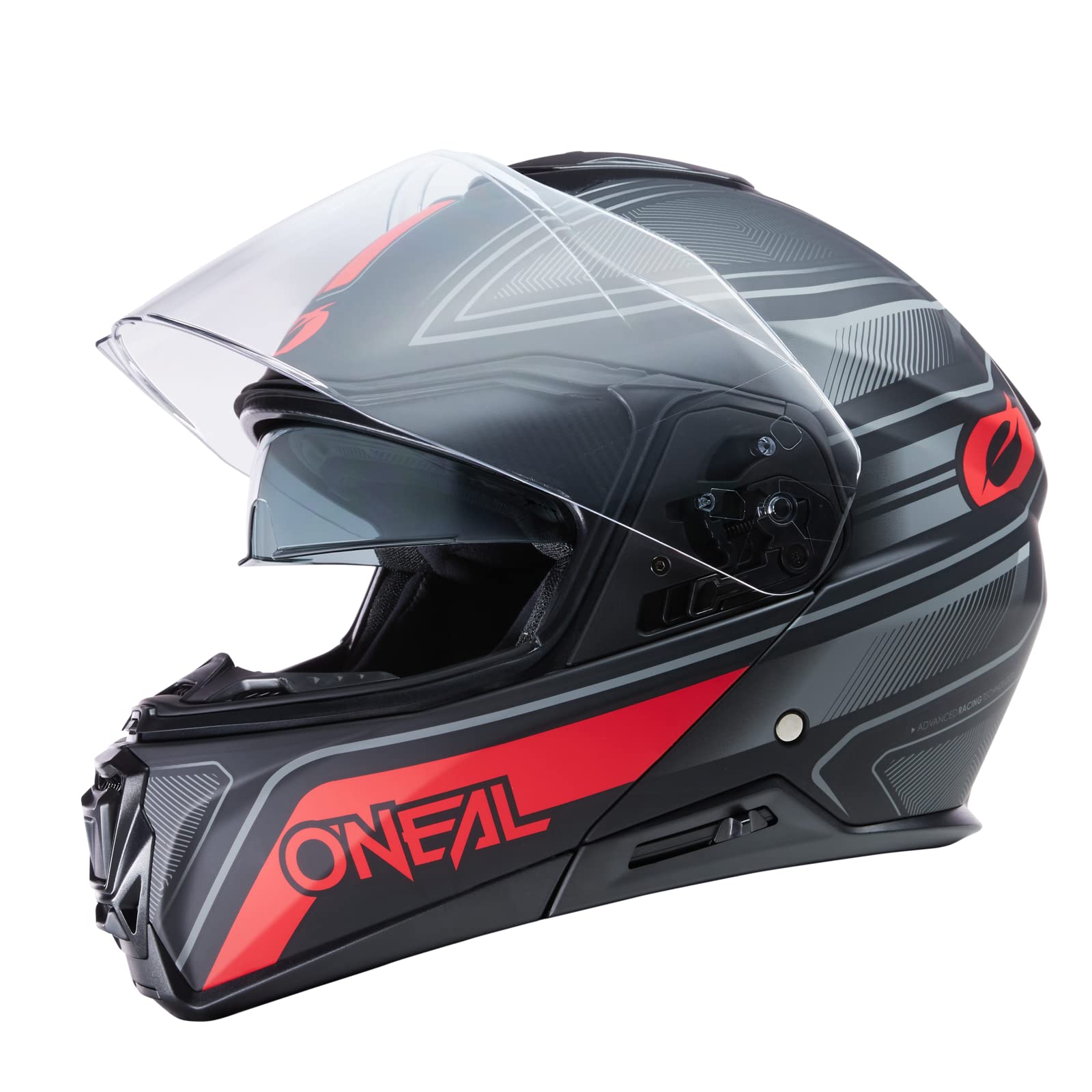 O'NEAL | Motorradhelm | Enduro Touring Adventure Street | Guter Fit, Pinlock und Bluetooth fähig, integrierte Sonnenblende | M-SRS Helmet String V.22 | Erwachsene | Schwarz Rot | Größe L von O'NEAL