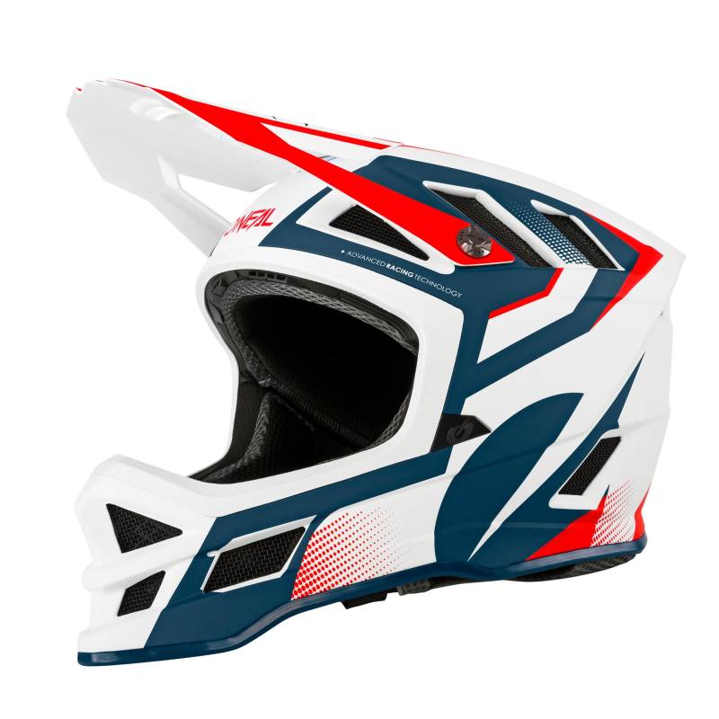 O'NEAL | Mountainbike-Helm | MTB Downhill | Dri-Lex® Innenfutter, Ventilationsöffnungen Luftstrom & Kühlung, Fiberglas Außenschale | Blade HYPERLITE Helmet OXYD | Erwachsene | Blau Rot | Größe XS von O'NEAL