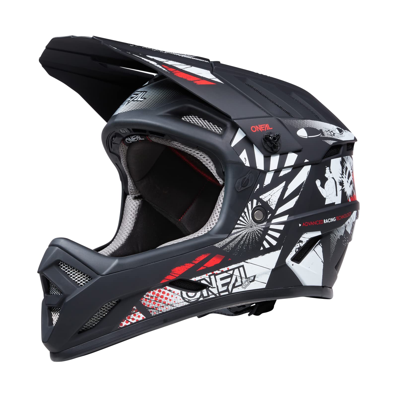O'NEAL | Mountainbike-Helm | MTB Downhill | Nach Robustes ABS, Ventilationsöffnungen für Luftstrom & Kühlung, ABS Außenschale | Backflip Helmet Boom | Erwachsene | Schwarz Weiß | Größe L von O'NEAL