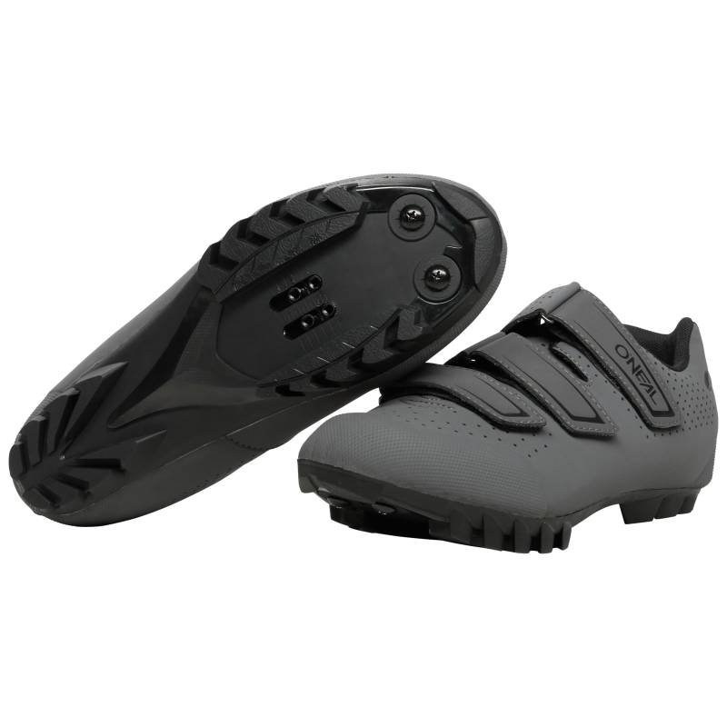 O'NEAL | Mountainbike-Schuhe | Cross-Country, Gravel MTB | Verstellbarer, sicherer Verschluss mit 3 Klettverschlussriemen | CROSS 2 SPD Shoe | Erwachsene | Grau Schwarz | Größe 42 von O'NEAL