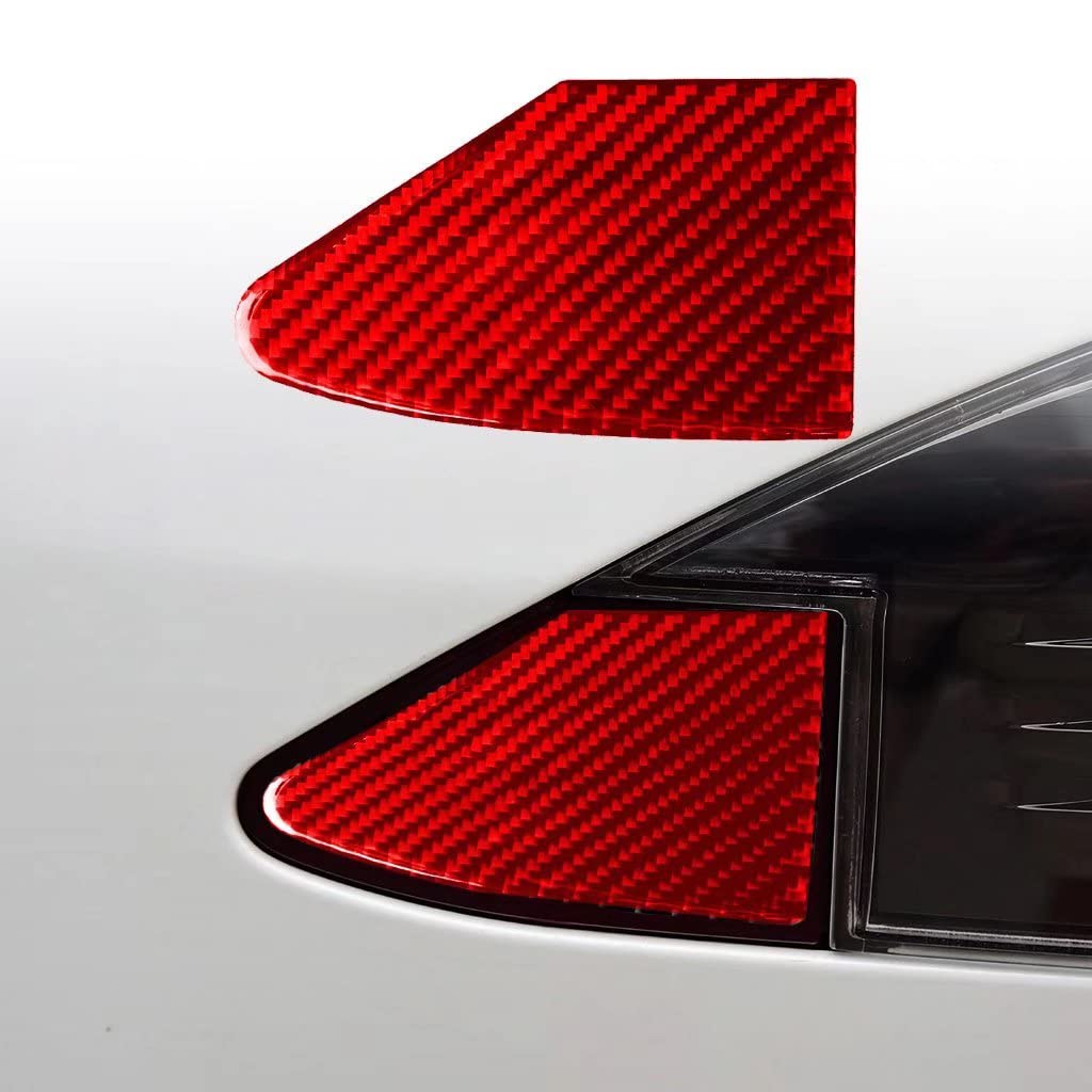 Auto-Ladeanschluss-Abdeckung aus Karbonfaser, kompatibel mit Tesla Modell S, Rot von OAD