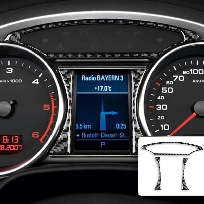 Kohlefaser-Auto-Innenzubehör, Armaturenbrett, Geschwindigkeits-Anzeige, Rahmen für Audi Q7 2007-2015 von OAD