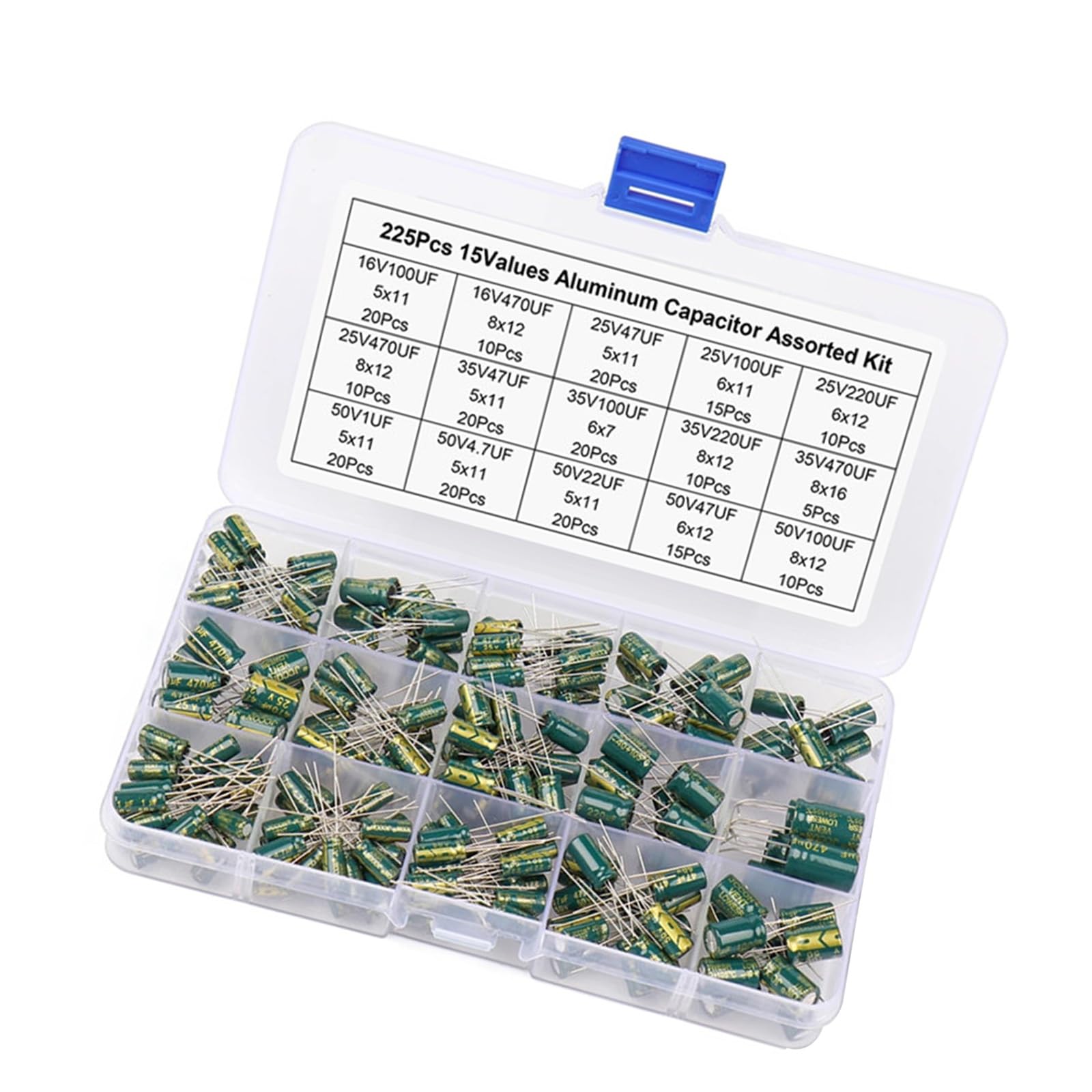 225pcs Aluminium Elektrolytkondensator Set Hochfrequenzkondensator Einfach Für Projekte Und Elektronikreparatur 225pcs Aluminium Elektrolytkondensator Set Hochfrequenzkondensator Einfach Für Projekte Und Elektronikreparatur von OAJABBGE