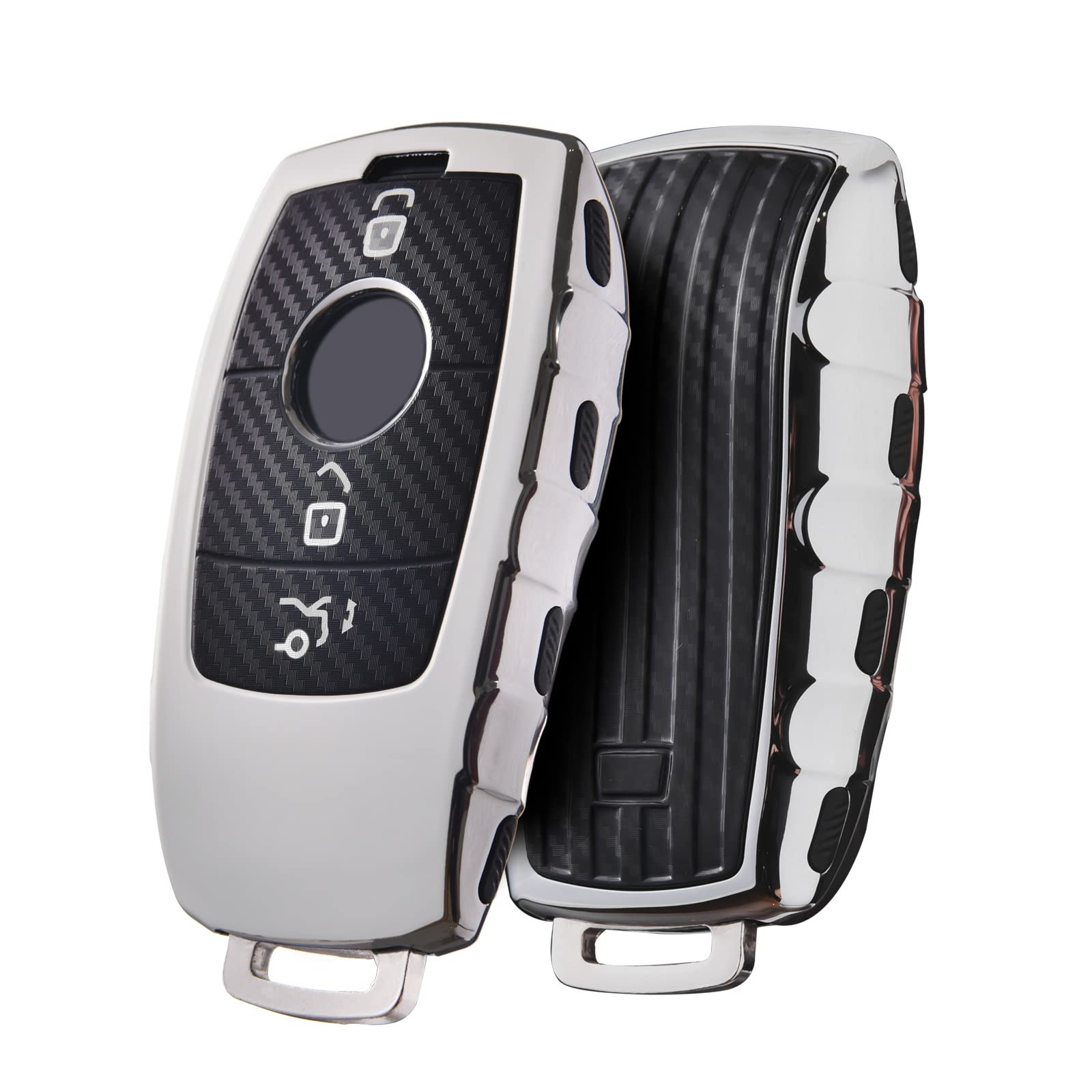 OATSBASF Autoschlüssel Hülle Geeignet für Mercedes Benz, Schlüsselhülle Cover für E Klasse S Klasse TPU Schutzhülle (T-Silber) von OATSBASF