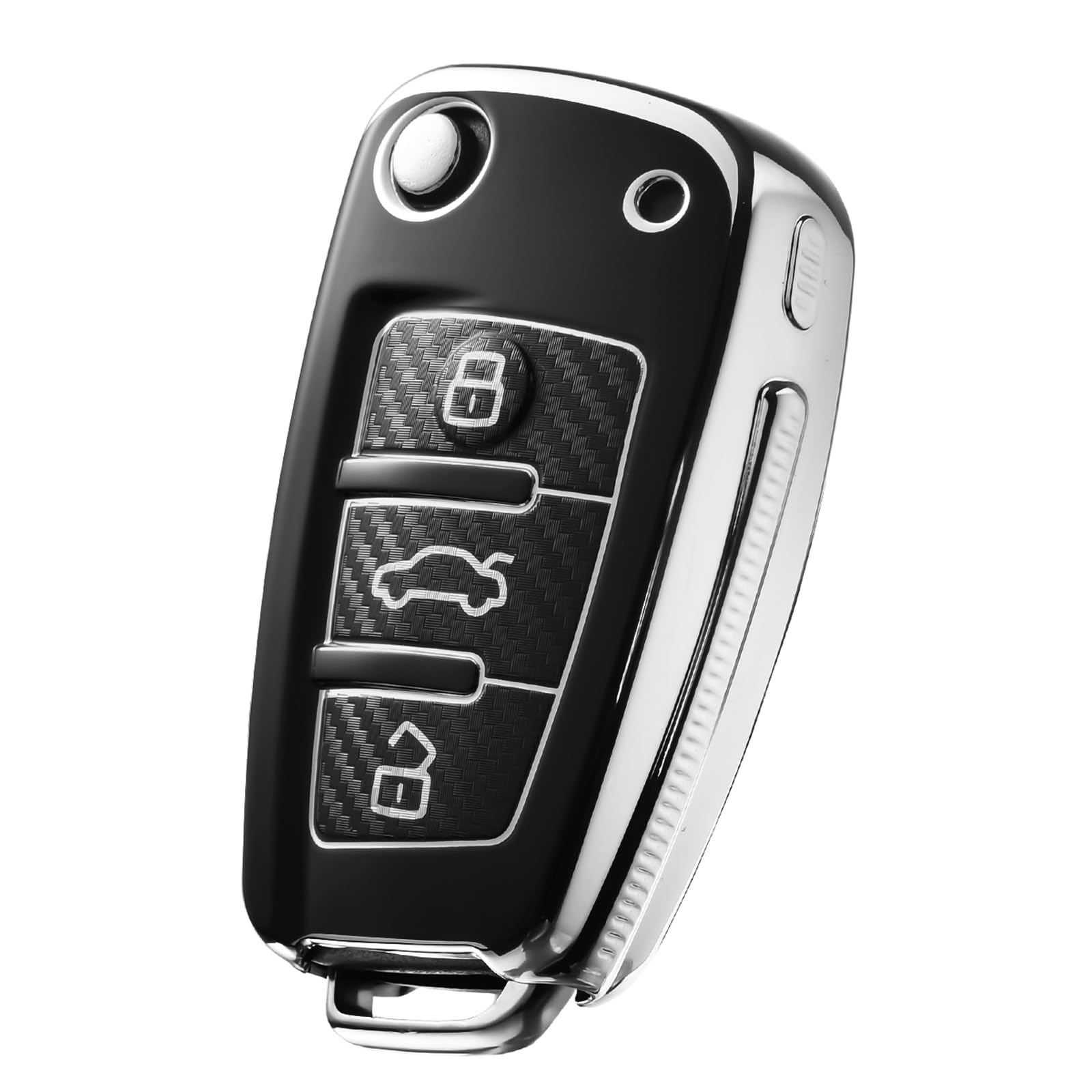 OATSBASF Schlüsselhülle Geeignet für Audi, Autoschlüssel Hülle für A1 A3 A4 A6 Q3 Q5 Q7 S3 R8 TT Silicone TPU Schutzhülle (C-Schwarz) von OATSBASF