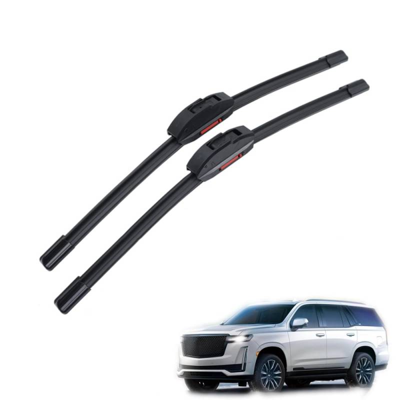 Auto Scheibenwischer Vorne und Hinten für Cadillac Escalade 2015-2019 22"+22"+13",Doppelter Gummistreifen-Wischer Ohne Knochen Scheibenwischerblätter Windschutzscheibe,Front*2 von OBABO