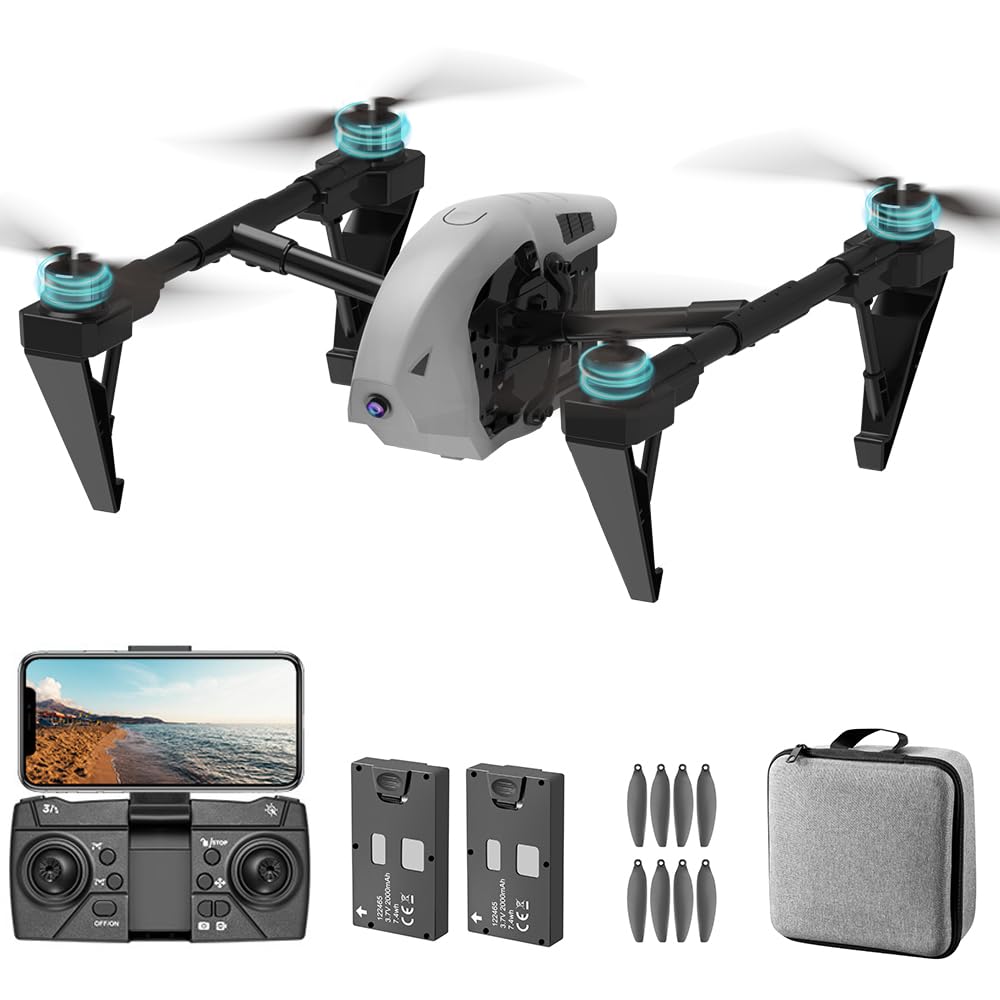 OBEST Drohne mit 4K-Kamera, FPV klappbares Vierachsflugzeug, optische Stream-Positionierung, bürstenloser Motor, für Einsteiger geeignet, 2 Batterien von OBEST