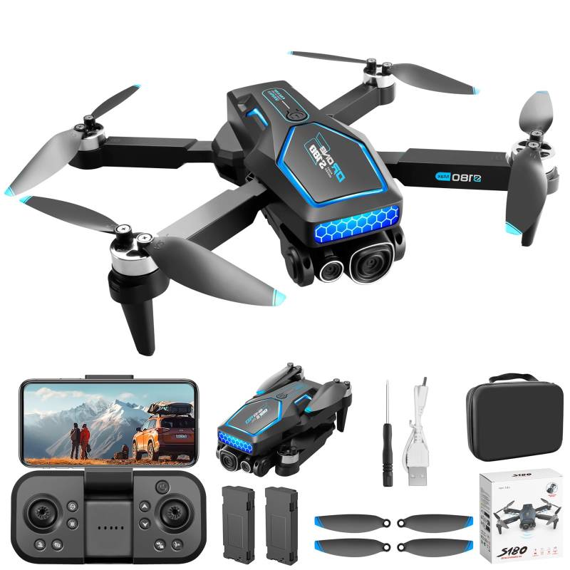 OBEST Drohne mit Kamera 4K für Kinder Anfänger, Faltbare Mini Drone WiFi Live Übertragung, Bürstenloser Motor, Hindernisvermeidung, 2 Akku Lange Flugzeit, Kopflos Modus, 3D Flip, One Key Start/Landen von OBEST
