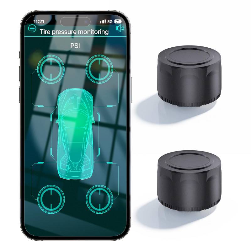 OBEST Reifendruck Kontrollsystem mit App,Intelligentes Bluetooth 5.0 Motorrad TPMS, Drahtloser Reifendruck und Temperaturdetektor, Unterstützt iOS und Android, mit 2 Externen Sensoren von OBEST