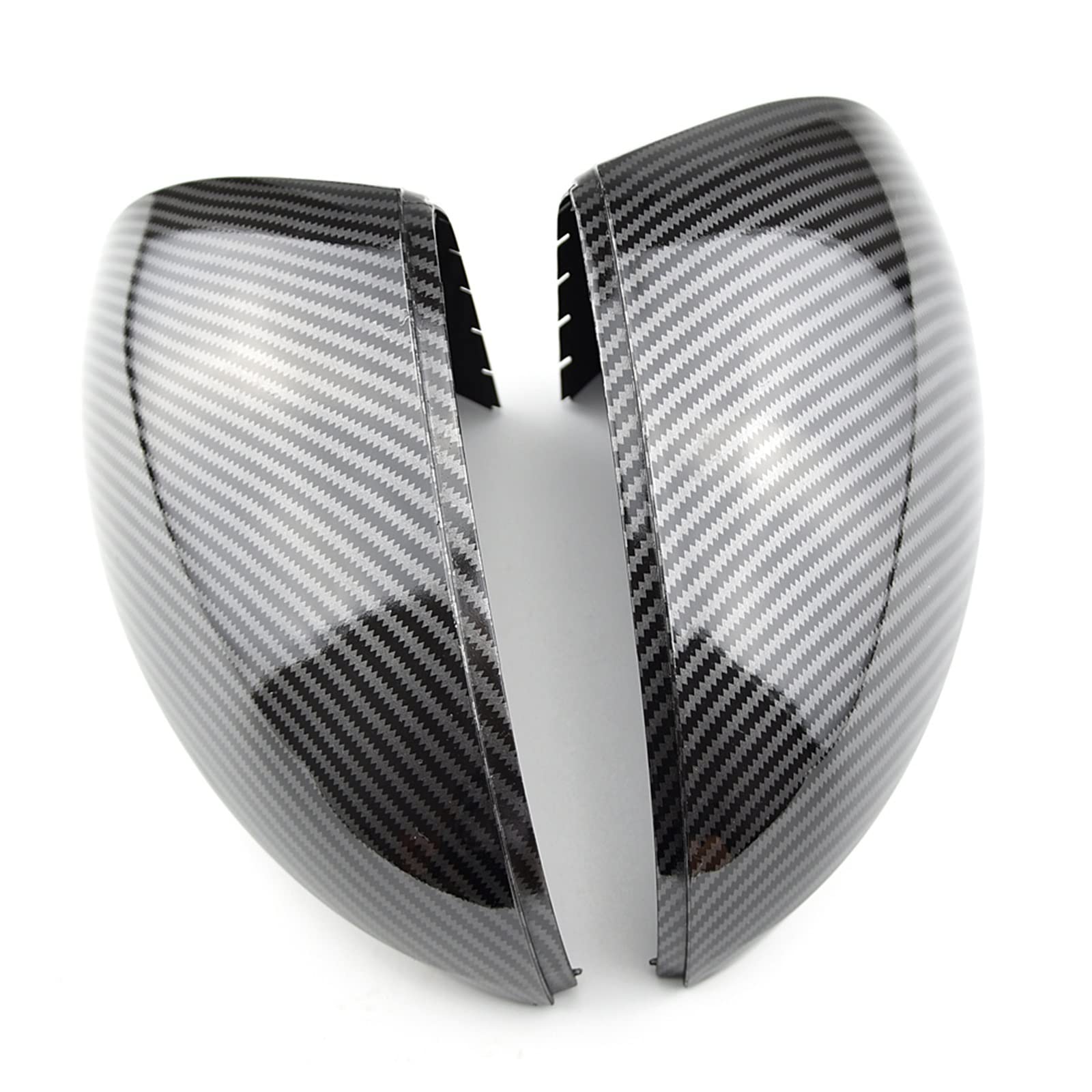Auto Spiegelkappen Carbon Fiber Bright Black Side Rearview Mirror Cover Für VW Für Tiguan 2008–2015 Außenspiegelkappen (Farbe : Kohlenschwarz) von OBIOZZ