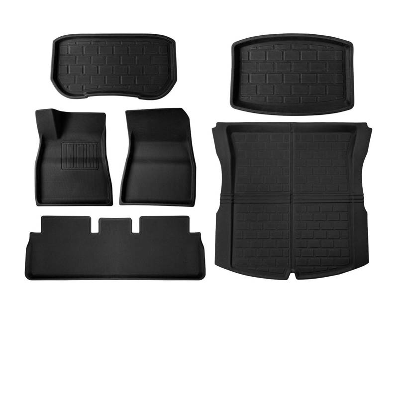 Auto-Fußmatten for Jedes Wetter, Kompatibel Mit Tesla Model 3 Highland 2024, wasserdichte Auto-Fußmatten, Sitzlehnenschutzmatte(6pcs RHD) von OBLIBQOE