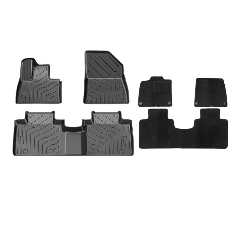 Auto-TPE-Fußmatten for Jedes Wetter, Linkslenker, Kompatibel Mit TZeeker 7X 2024 2025, wasserdichte Auto-Fußmatten, Sitzlehnenschutzmatte(6pcs Double Layer) von OBLIBQOE