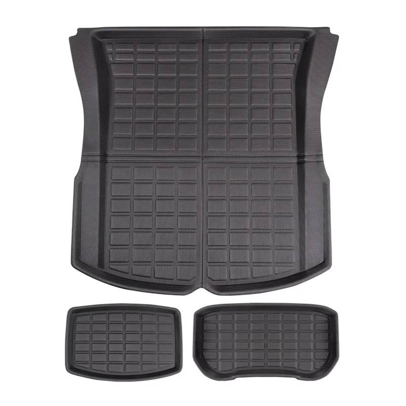 Fußmatten Aus XPE-Material for Jedes Wetter, Kompatibel Mit Tesla Model 3 Highland 2024, wasserdichte Automatten, Sitzlehnenschutzmatte(3pcs Trunk mat) von OBLIBQOE