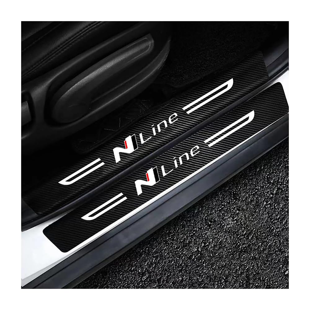 4 Stück Kohlefaser Auto Einstiegsleisten Aufkleber Kompatibel mit für Hyundai N LINE I30 I20 Tucson KONA Sonata Veloster I30 Elantra Fastback Türschweller Kantenschutz Lackschutzfolie von OBong