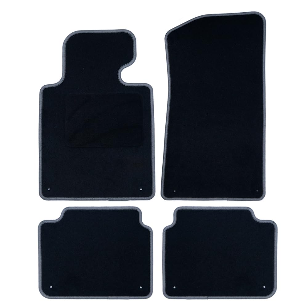 OCC DESIGN - Fußmatten, Custom Teppiche, kompatibel mit BMW E46 Cabrio (2000-2007), hochwertiger Teppich, Velours/Polypropylen, Original Verankerung, rutschfester Rücken, Fersenschale, 4 Stück von OCC DESIGN