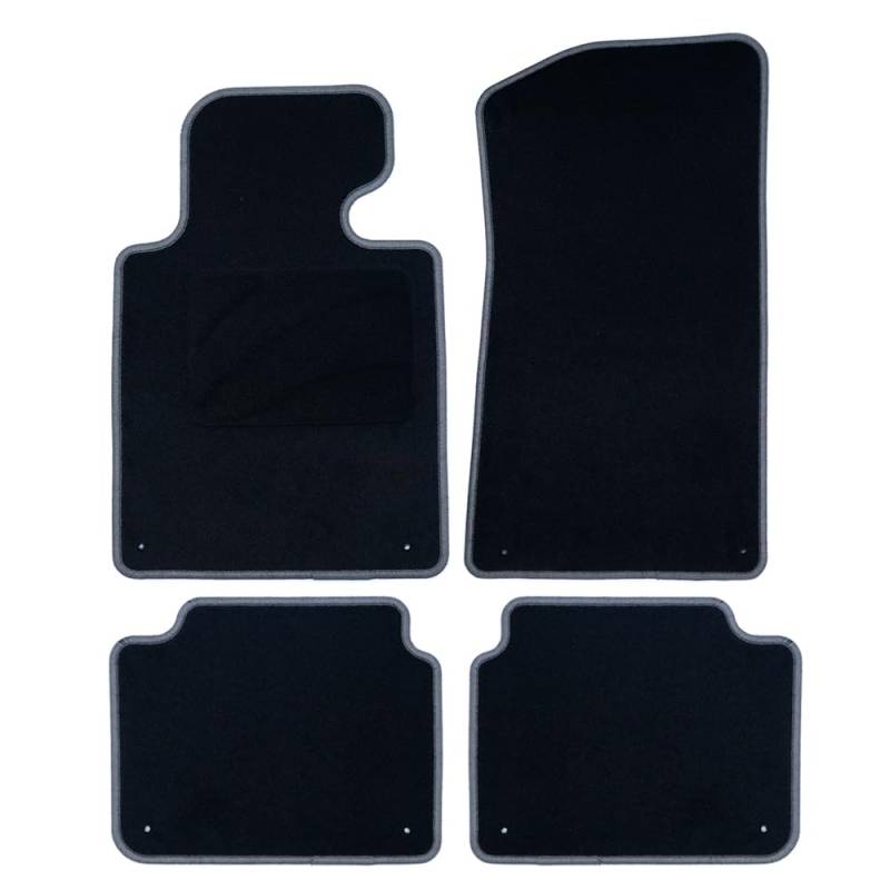 OCC DESIGN - Fußmatten, Custom Teppiche, kompatibel mit BMW E46 Cabrio (2000-2007), hochwertiger Teppich, Velours/Polypropylen, Original Verankerung, rutschfester Rücken, Fersenschale, 4 Stück von OCC DESIGN