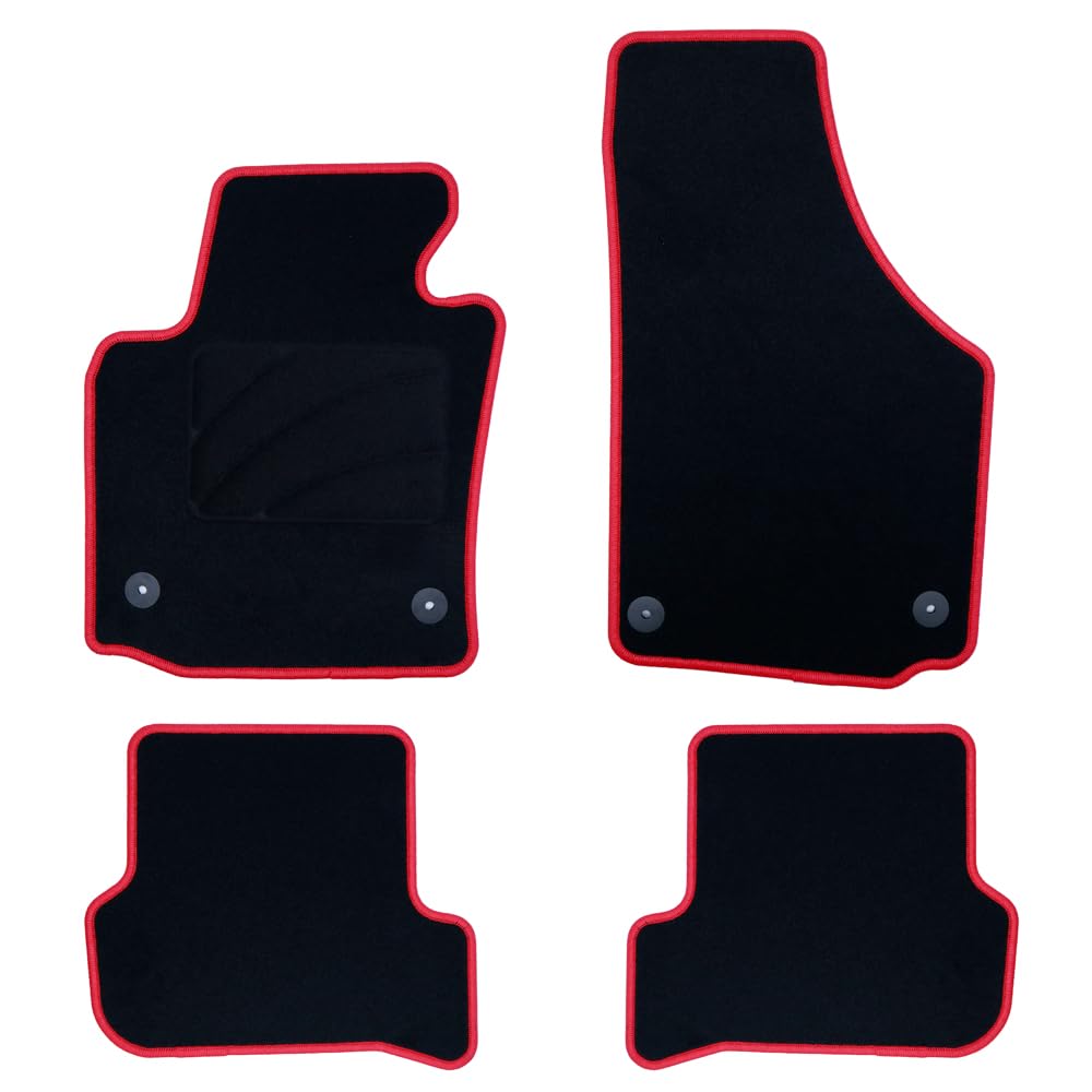 OCC DESIGN - Custom Fußmatten, kompatibel mit Seat Leon MK2 (2005-2012), hochwertiger Teppich, Velours/Polypropylen, Original Verankerung, rutschfeste Rückenlehne, Fersenkappe, rote Zierleiste von OCC DESIGN