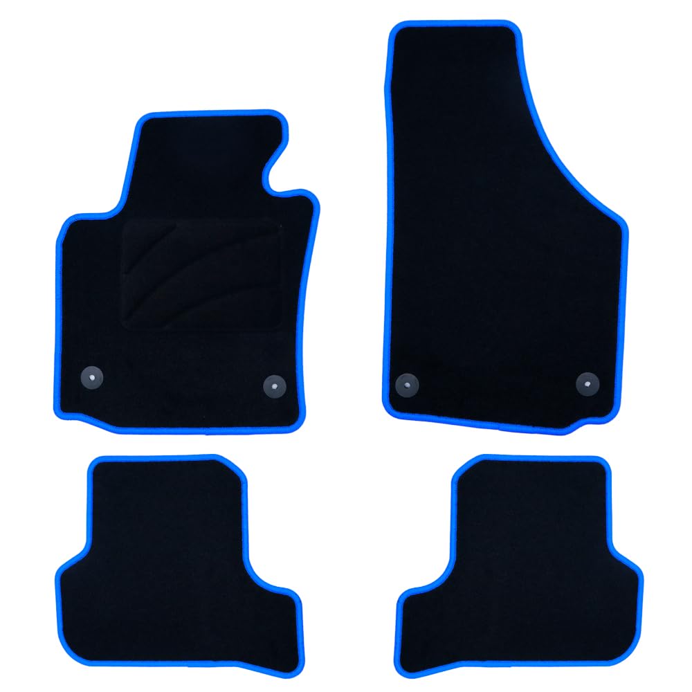 OCC DESIGN Passgenaue Autoteppiche für Seat Leon Mk2 (2005-2012), 5 Stück, mit Blauer Paspelierung von OCC DESIGN