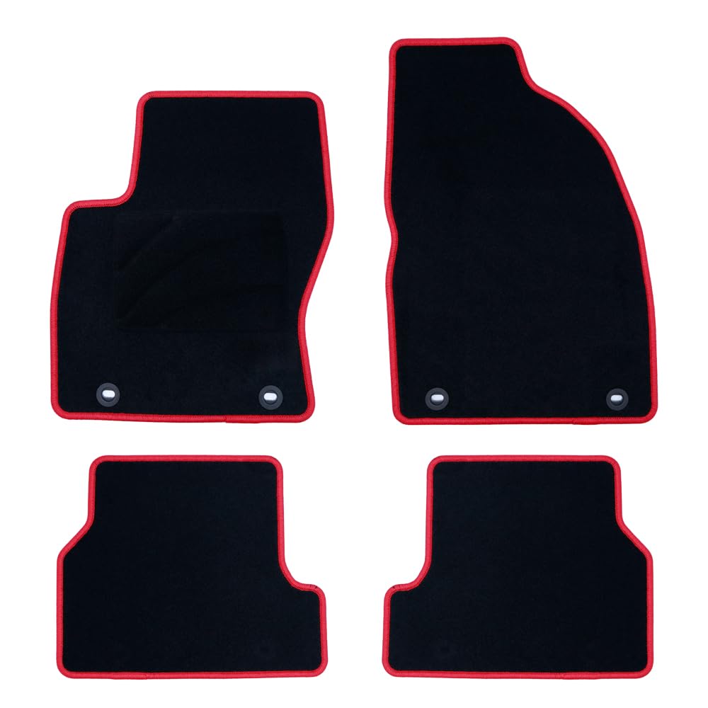 OCC Design - Custom Fußmatten, kompatibel mit Seat Ibiza 6J Kombi 3 und 5 Türen (2008-2017), Velours/Polypropylen, Original Verankerung, rutschfeste Rückenlehne, Fersenkappe, rote Zierleiste von OCC DESIGN