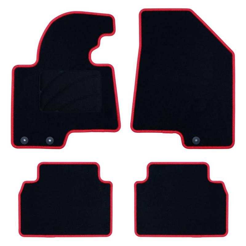 OCC DESIGN - Custom Fußmatten, kompatibel mit Kia Sportage (2010-2016), hochwertiger Teppich, Velours/Polypropylen, originale Verankerung, rutschfester Rücken, Fersenkappe, rote Zierleiste von OCC DESIGN