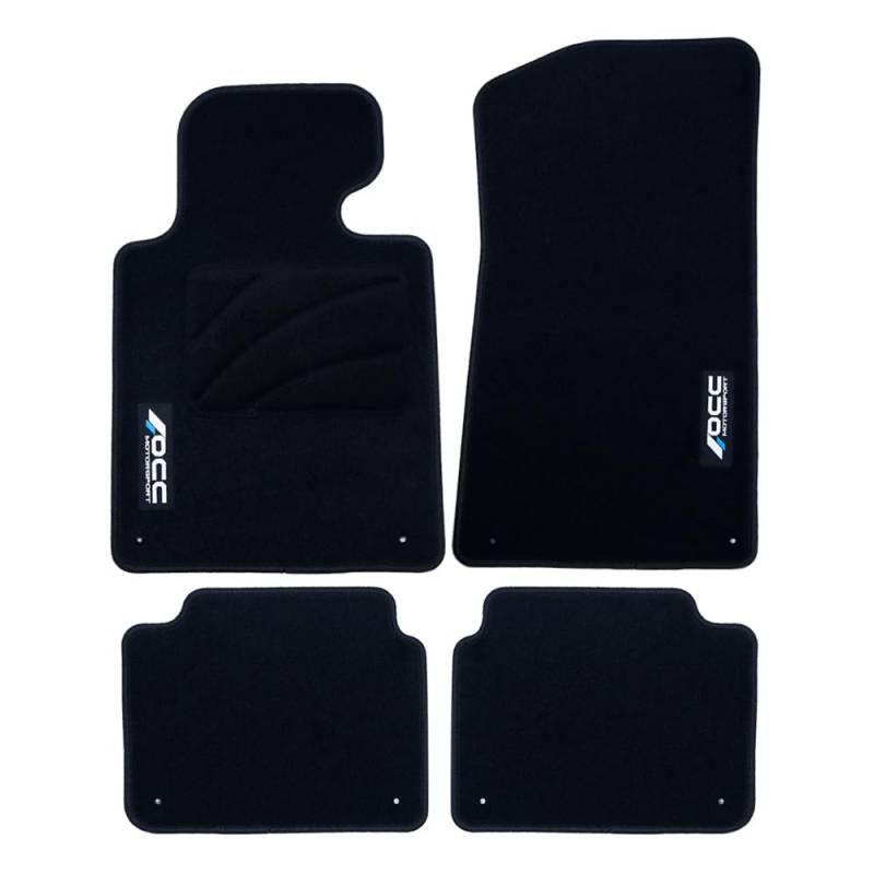 OCC DESIGN - Fußmatten, Custom Teppiche, kompatibel mit BMW E46 Cabrio (2000-2007), hochwertiger Teppich, Velours/Polypropylen, Original Verankerung, rutschfester Rücken, Fersenschale, 4 Stück von OCC DESIGN