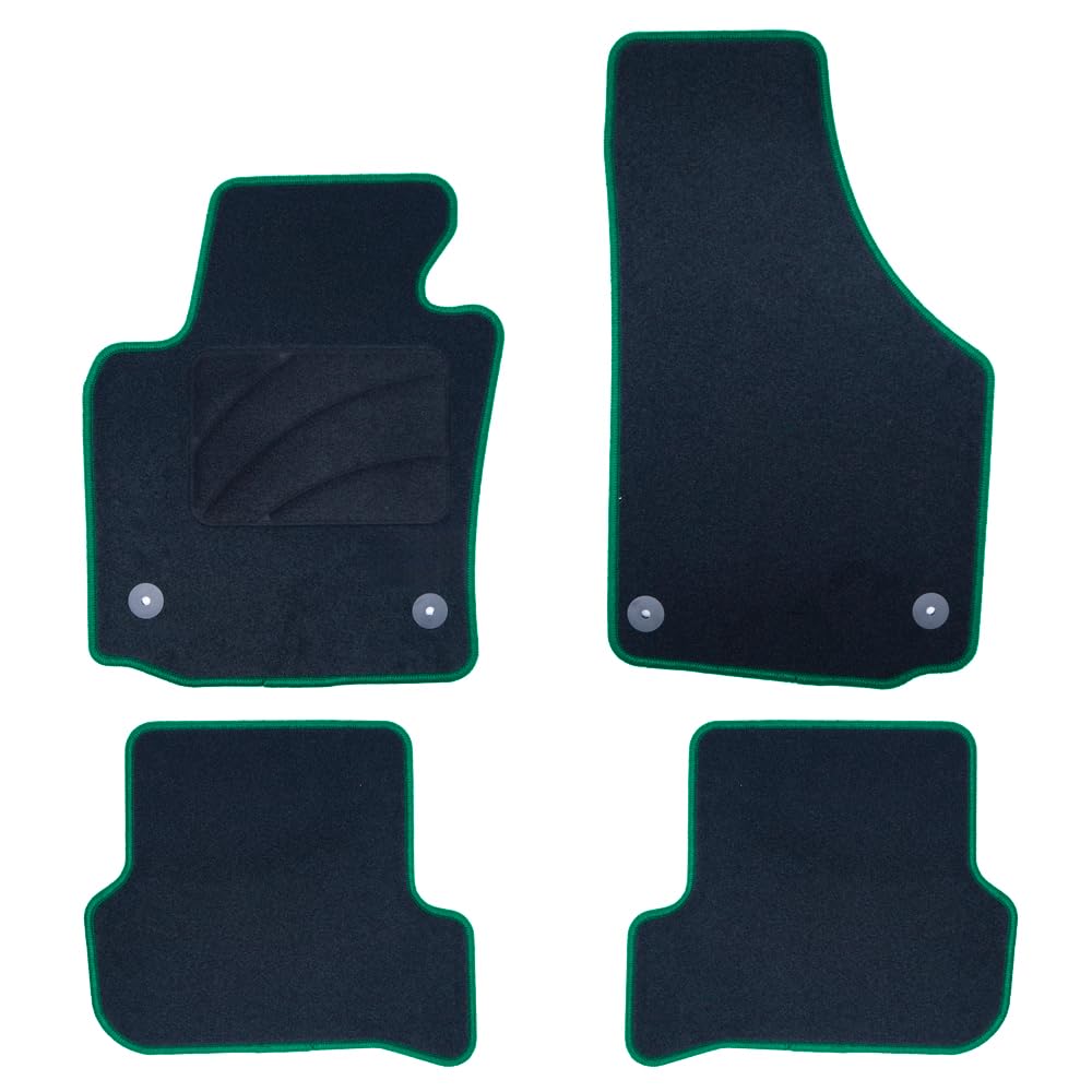 OCC Design Passgenaue Fußmatte Leon MK2 (2005-2012), 5 Stück, grüner Rand von OCC DESIGN