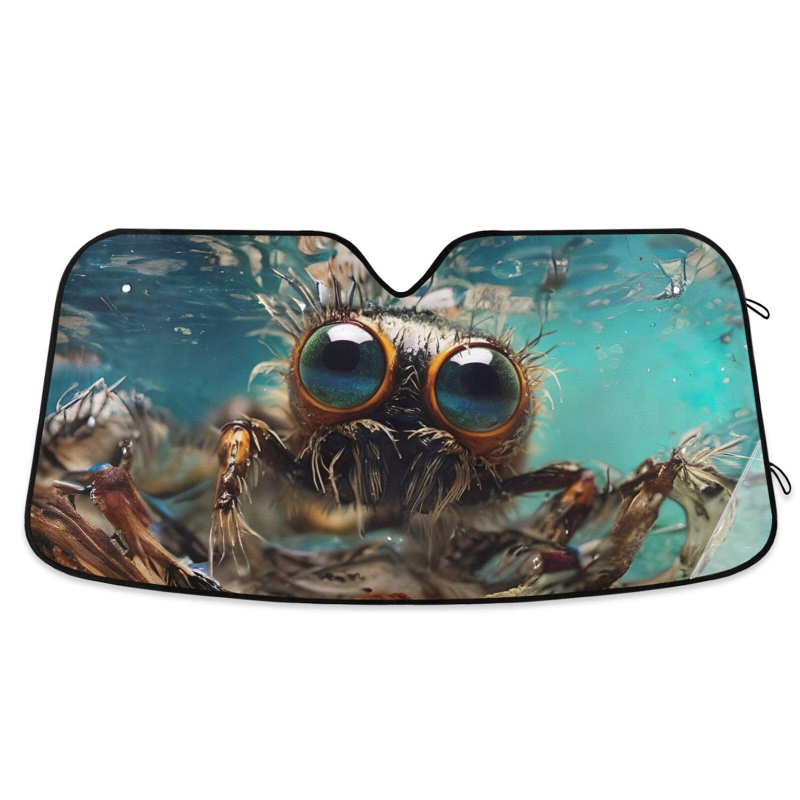 ODAWA Auto-Sonnenschutz für Windschutzscheibe, große Augen, Krabbe, unter Wasser, faltbar, schützt vor UV-Strahlen, Hitzeschutz, 140 x 70 cm von ODAWA